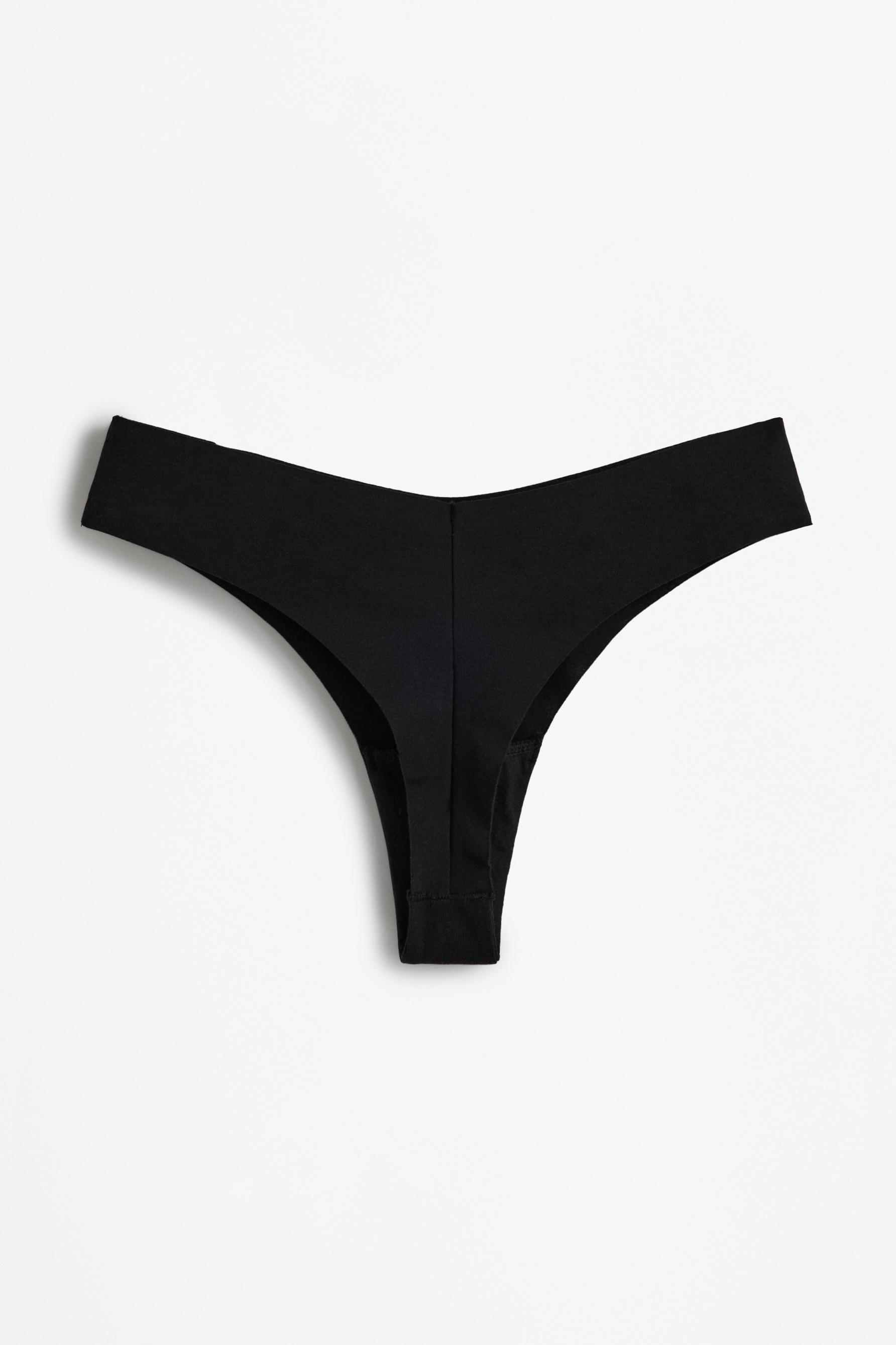 3-pack of cotton thongs — BLACK