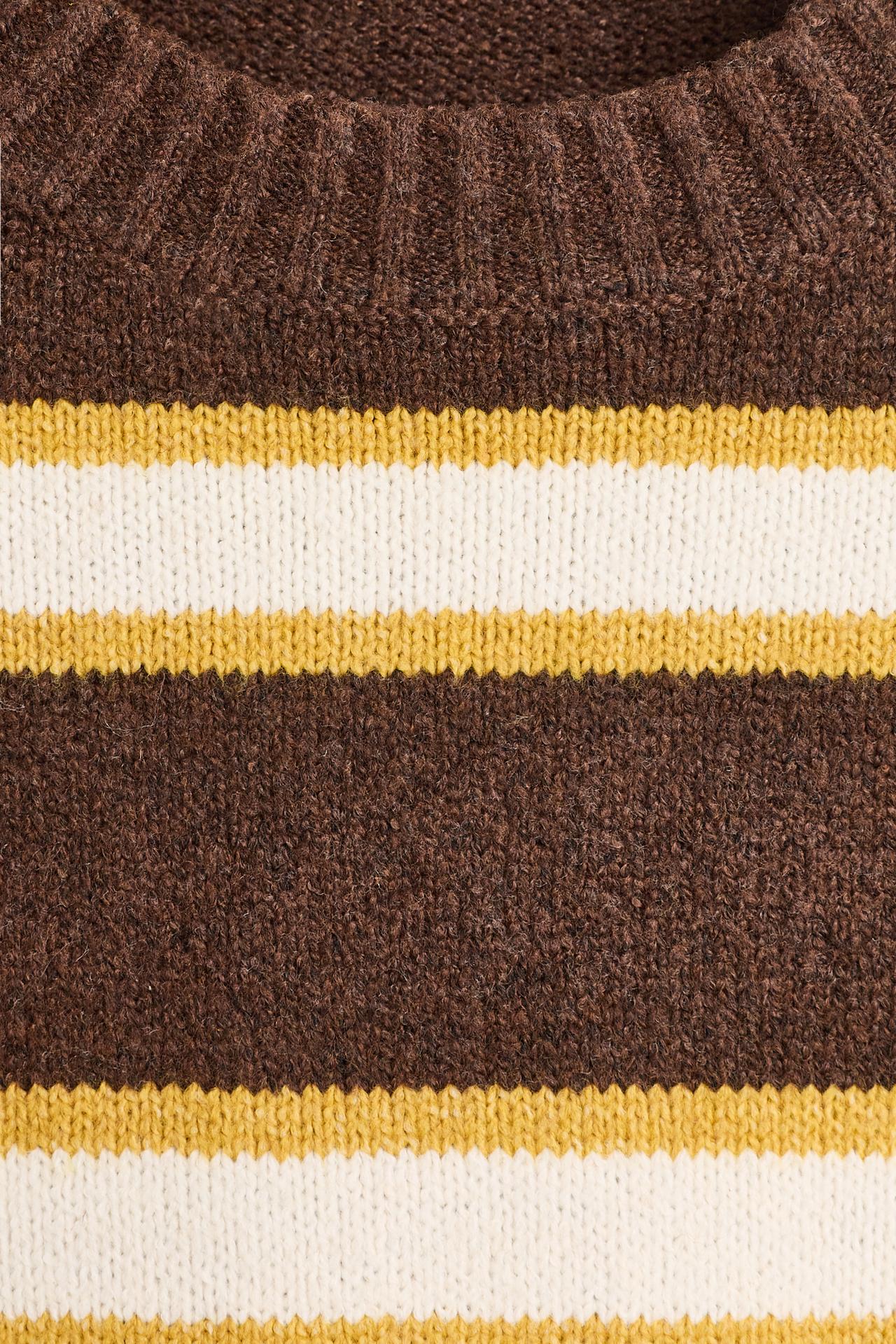 Basic oversize spongy-knit sweater — BROWN/ECRU