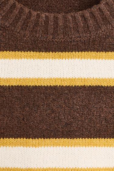 Basic oversize spongy-knit sweater — BROWN/ECRU 5