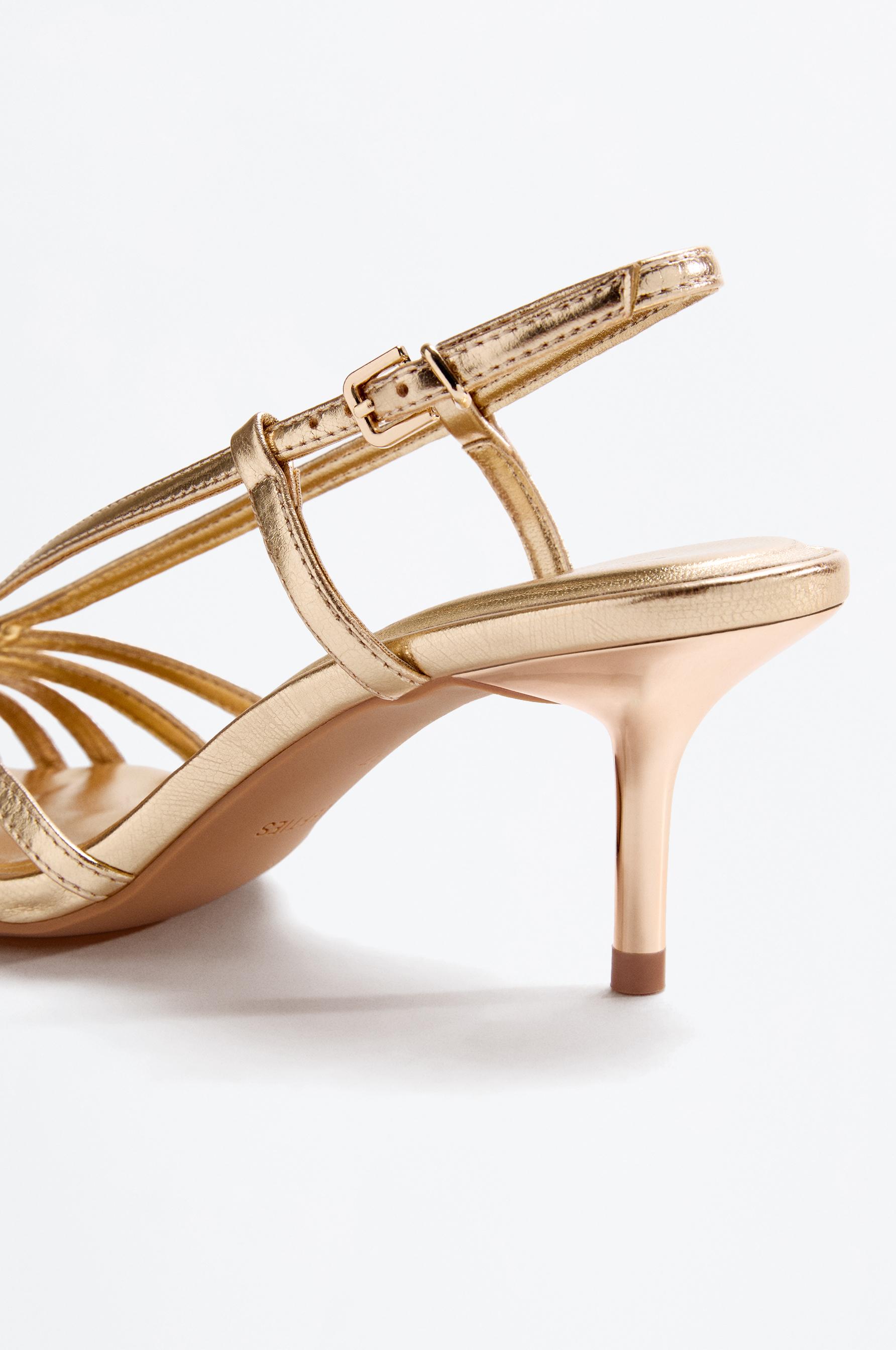 Lefties Altın Rengi Lefties Arkasi açık topuklu ayakkabı