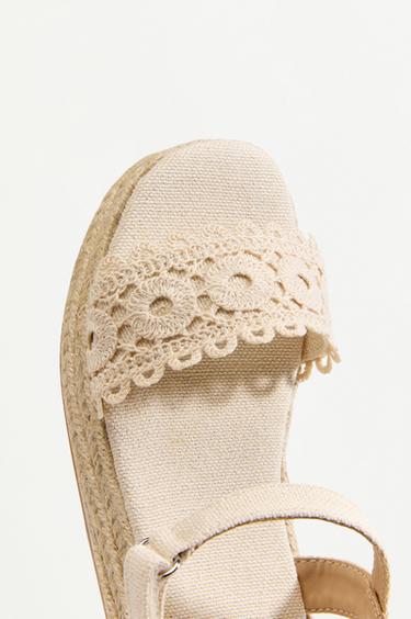 Lace platform sandals — BEIGE 4