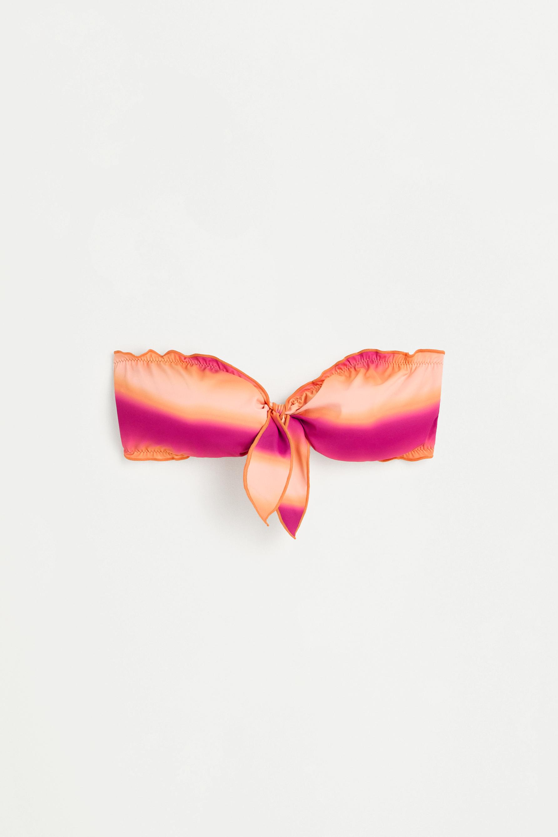 Tie-dye print bandeau bikini top — PINK