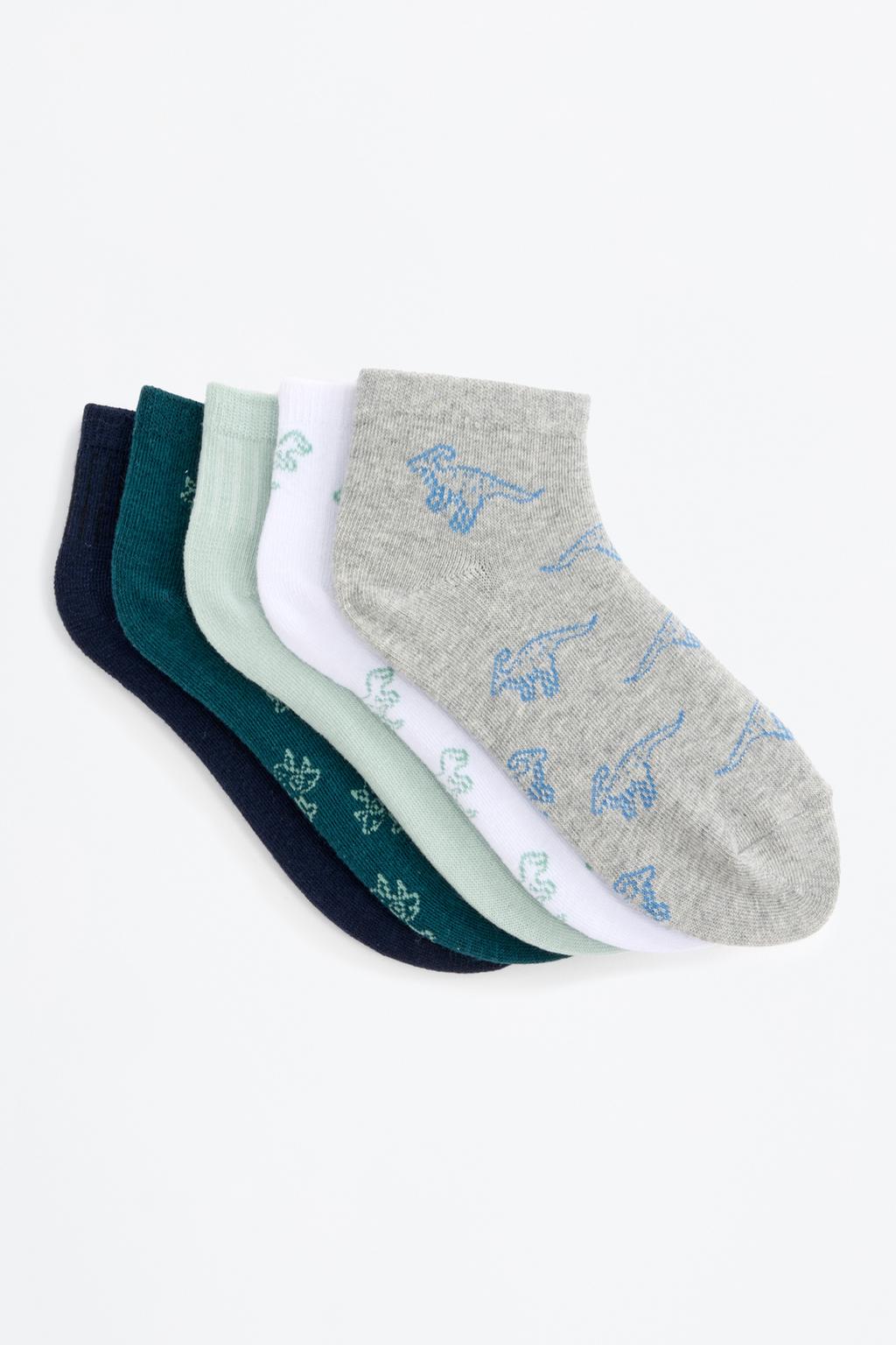 Pack 5 pares calcetines tobilleros dinosaurios