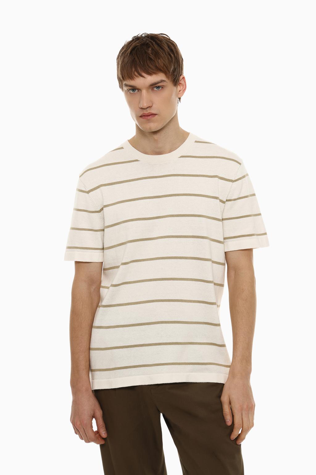 Striped knitted 3/4 T-shirt