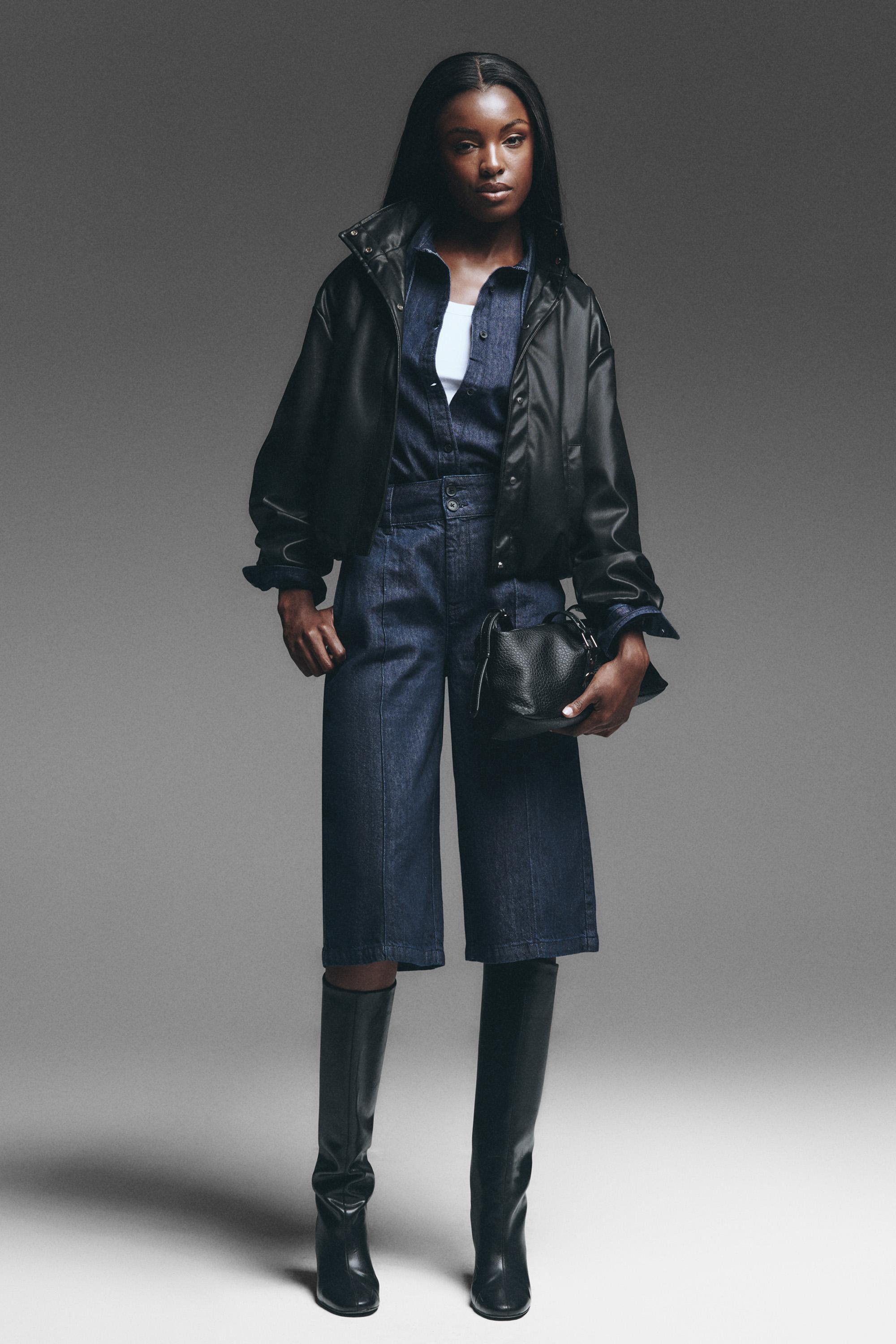 Denim culotte jorts — NAVY