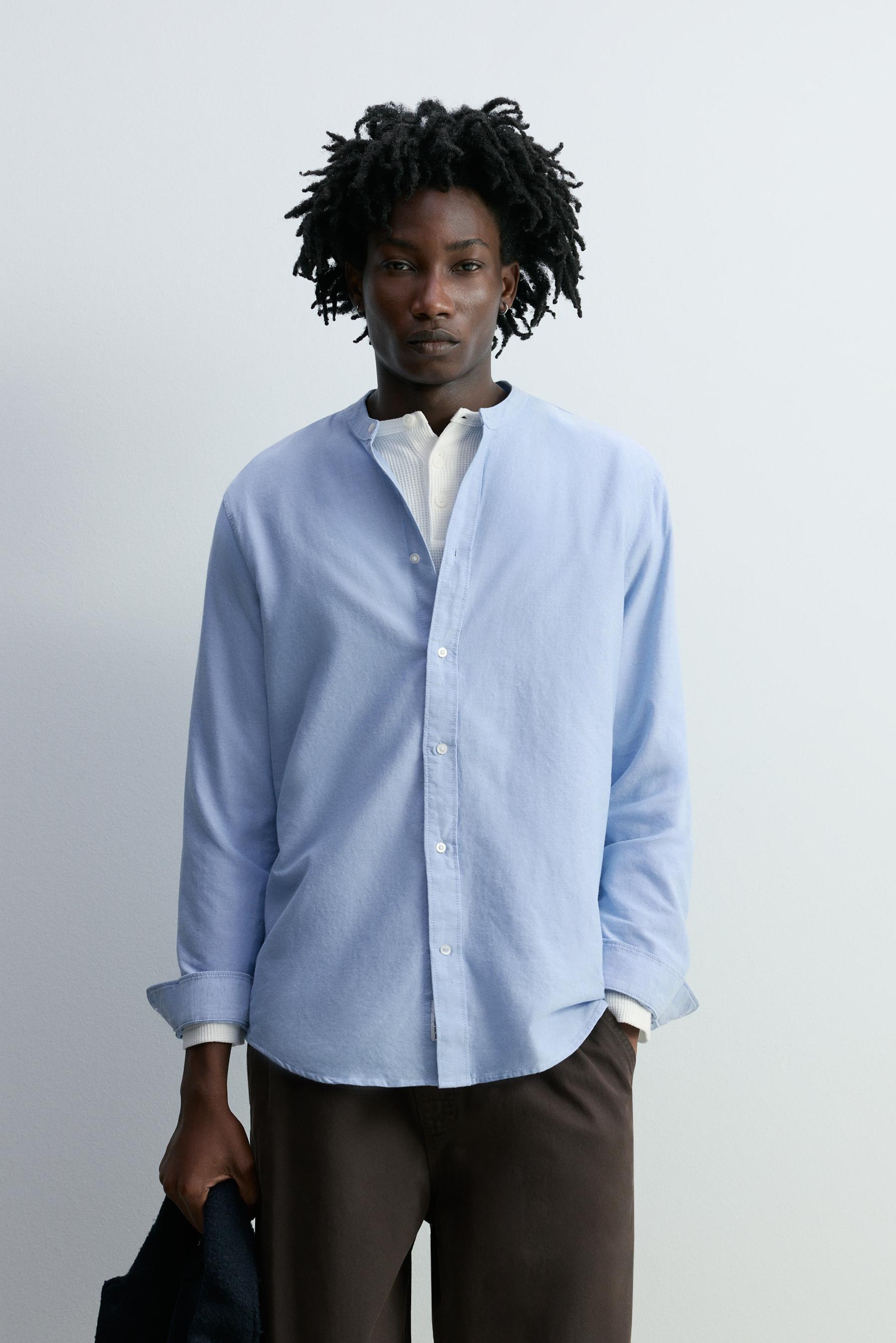 Camisa Oxford cuello mao