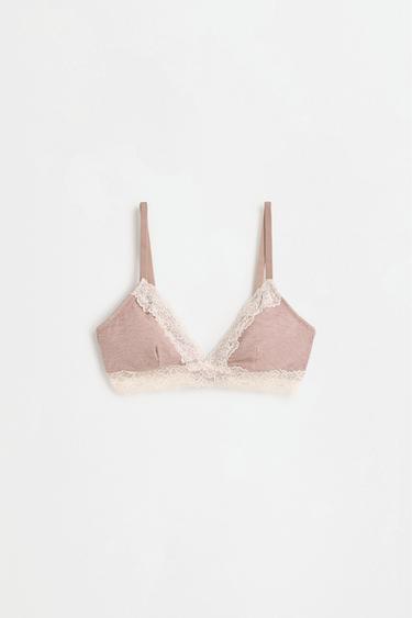 Lace triangle bra (2-pack) — BROWN 7
