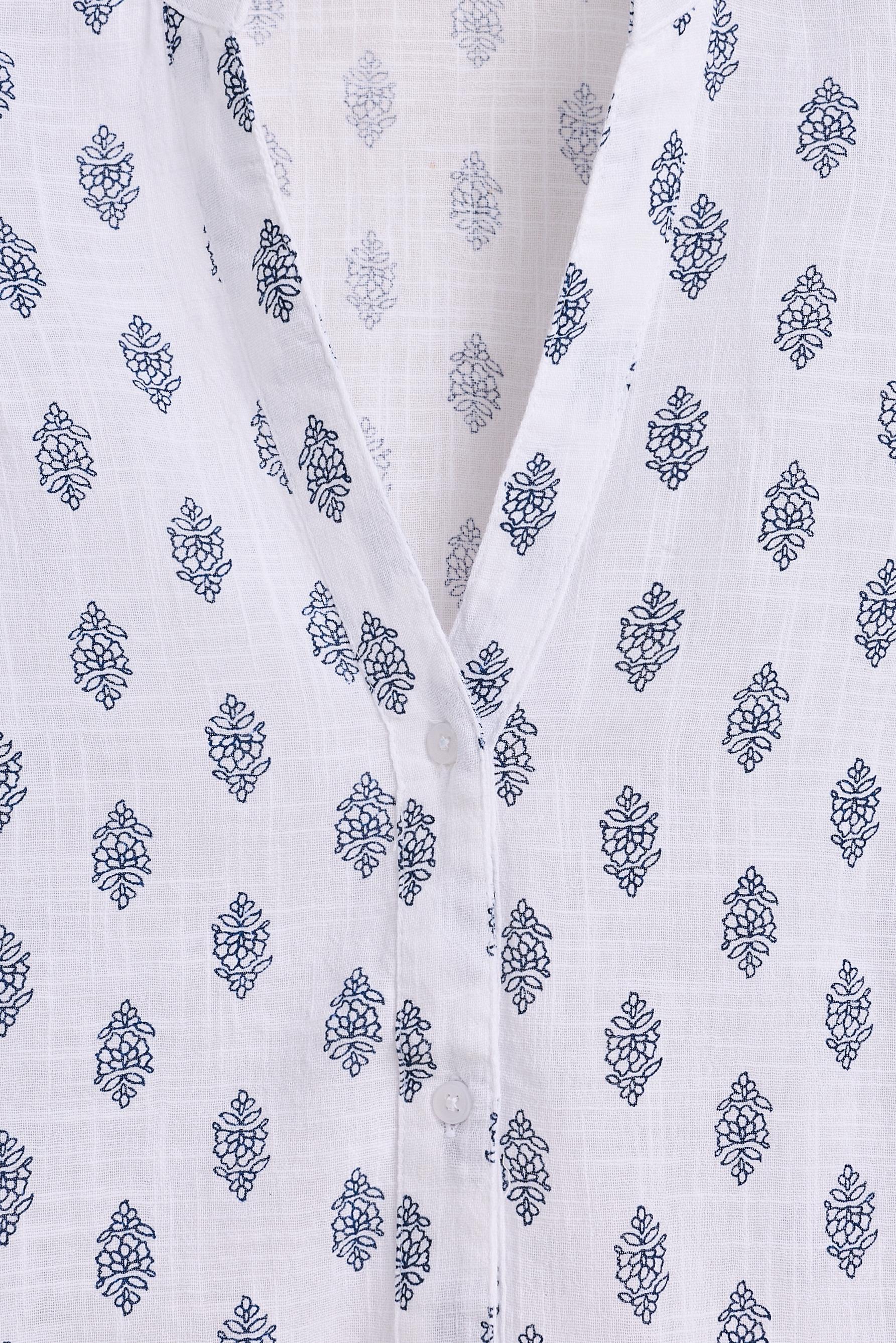 Rustic shirt with sleeve tape — BLUE
