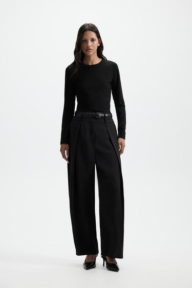 Round neck long sleeve T-shirt — BLACK 3