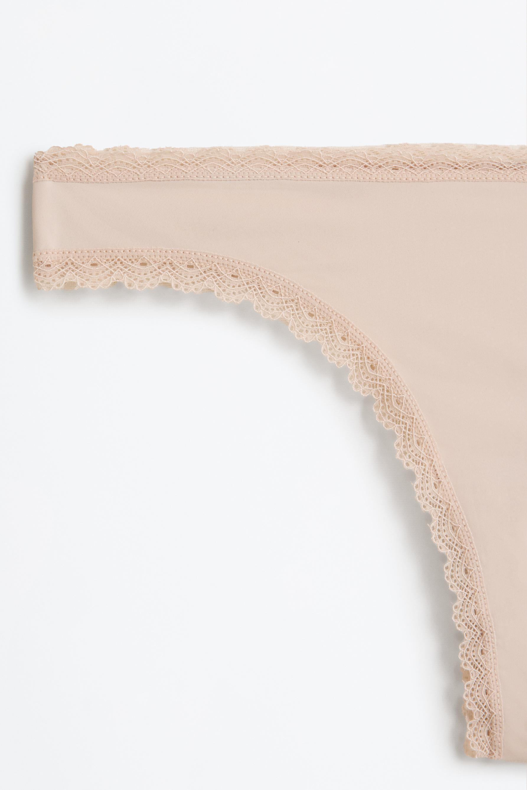3-Pack of Brazilian briefs with lace trim — BEIGE