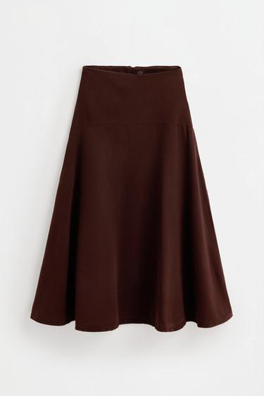A-line midi denim skirt — BROWN MARL 6