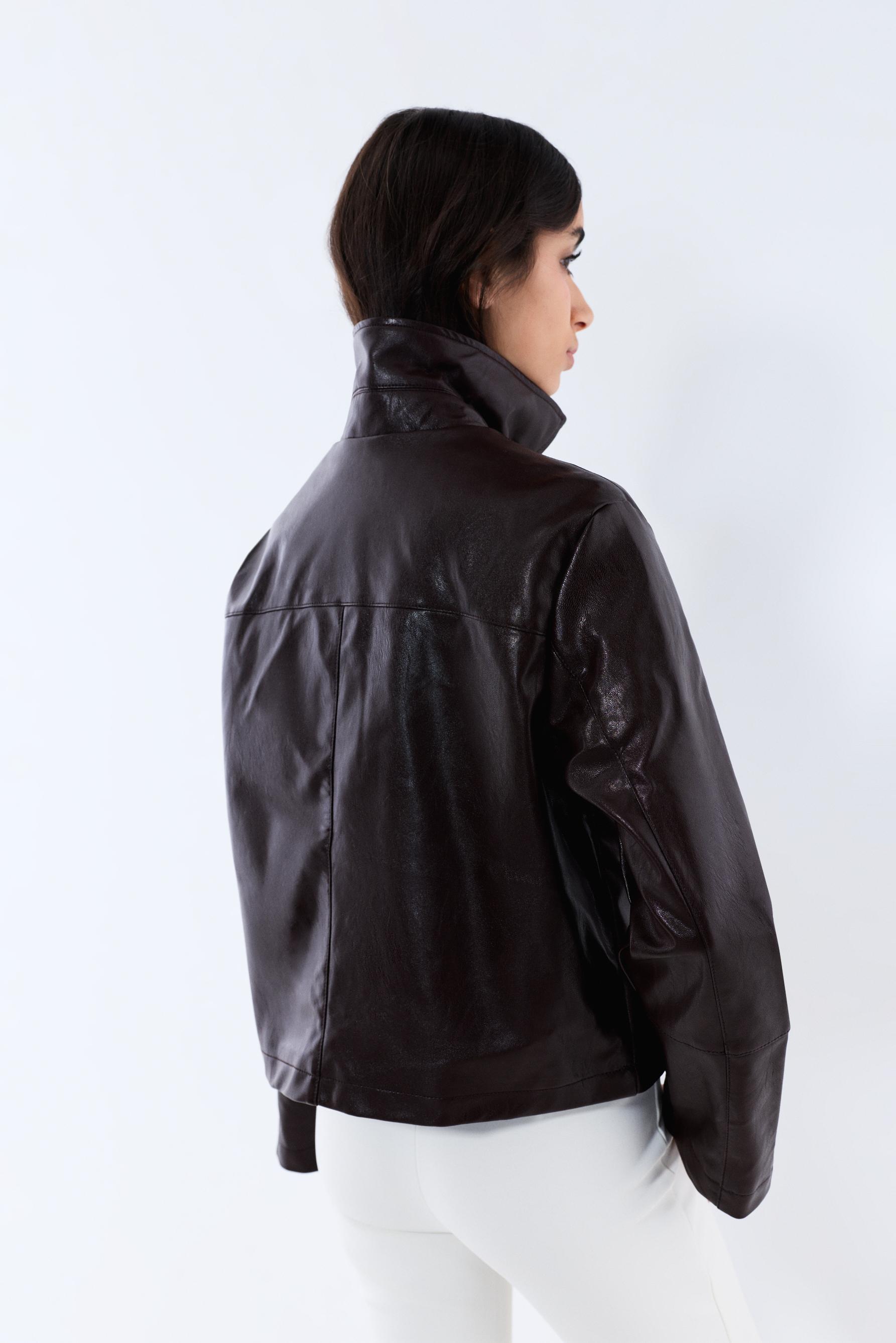 Leather effect pocket jacket — BURGUNDY