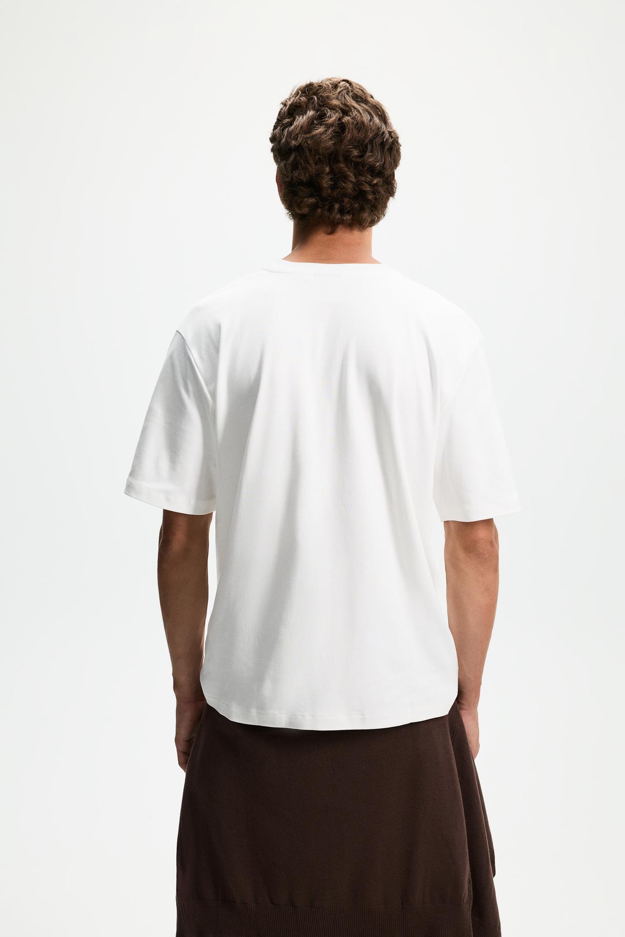 Interlock mock neck T-shirt — OFF WHITE