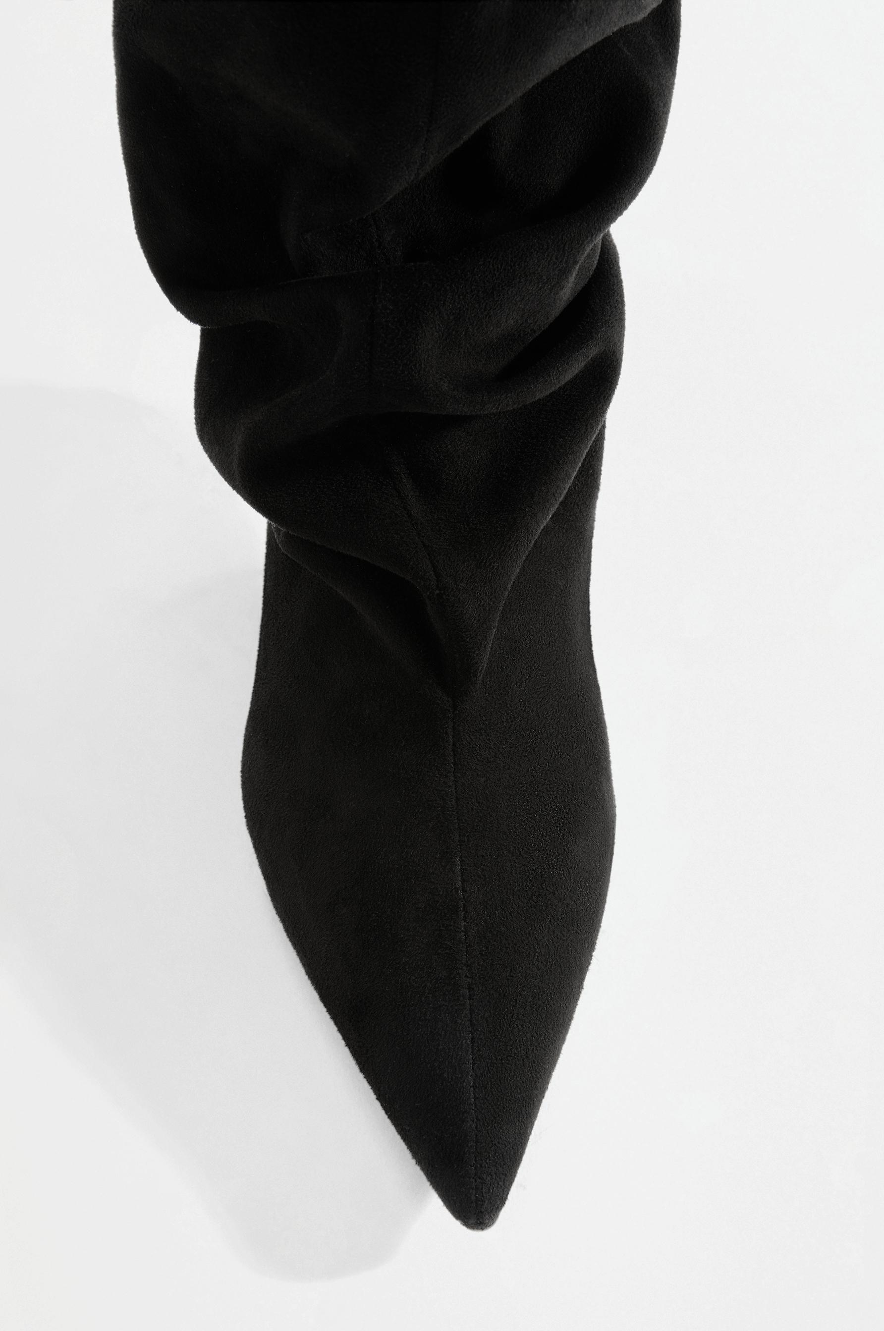 Slouchy kitten heel boots — BLACK