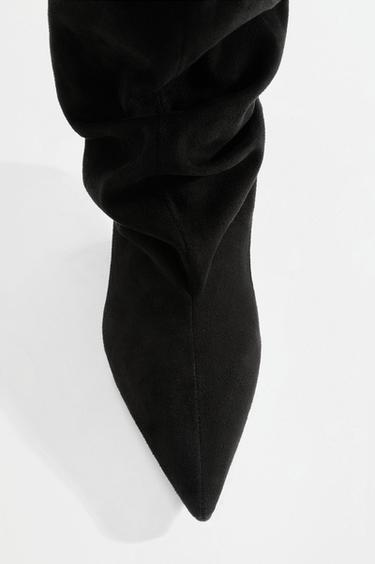 Slouchy kitten heel boots — BLACK 3