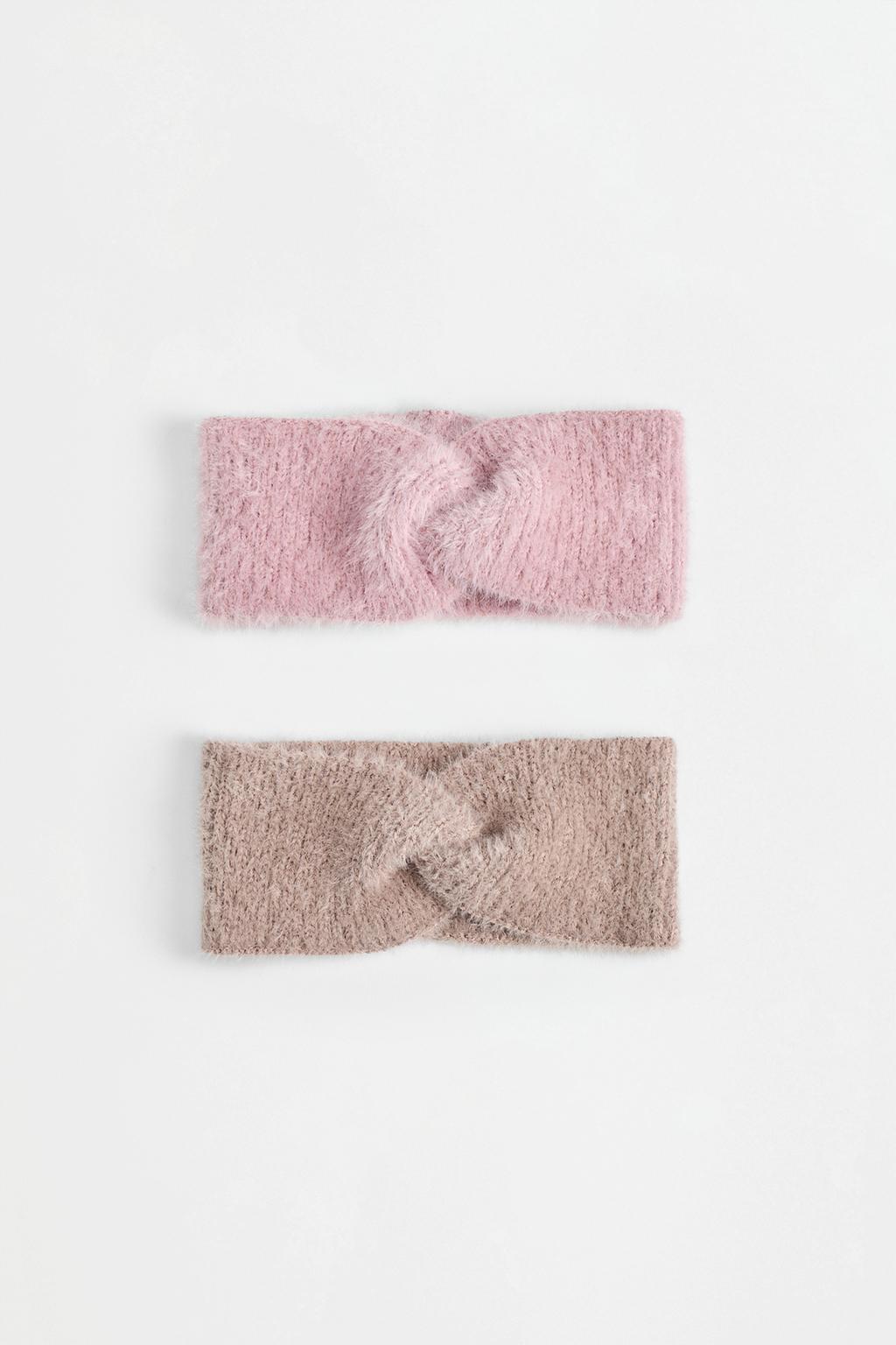 Fuzzy knit knot headbands (2 pack)