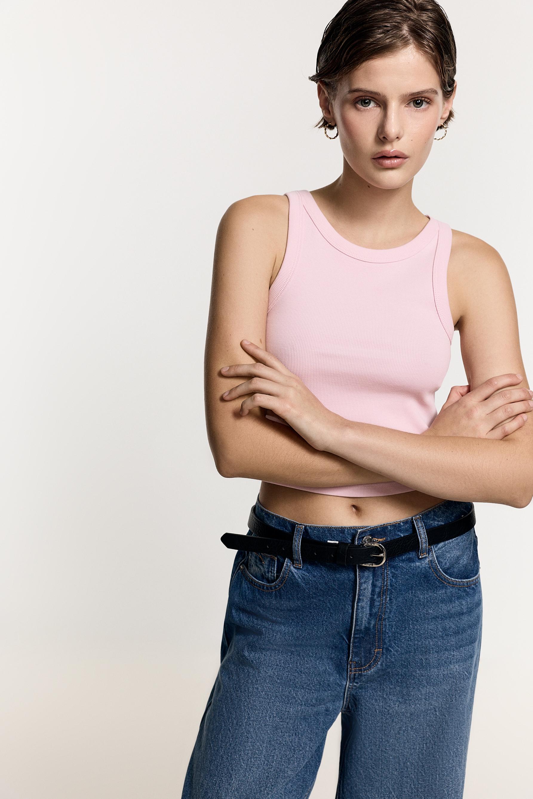Cropped racerback top — PINK