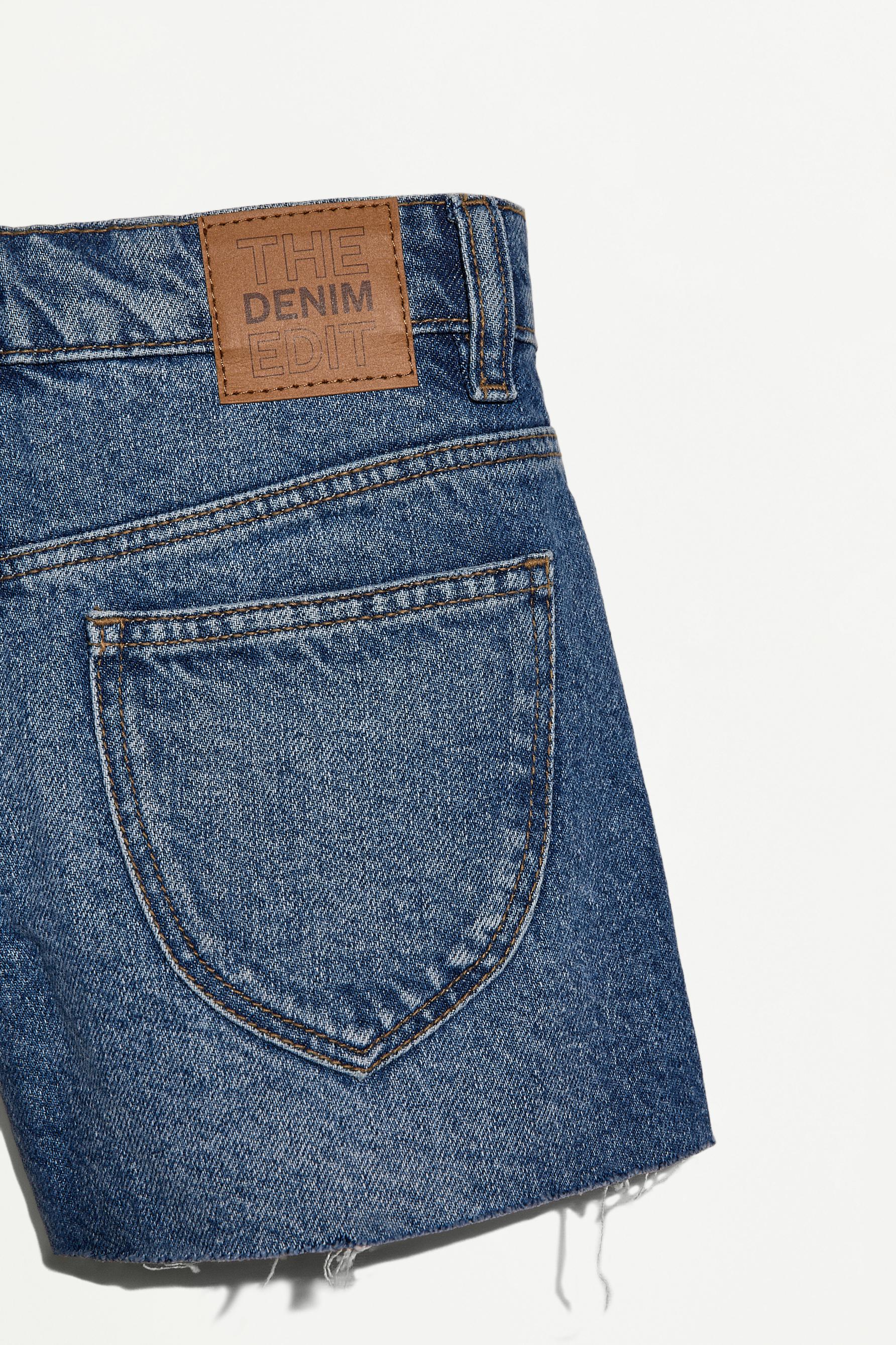 Frayed denim shorts — MEDIUM BLUE