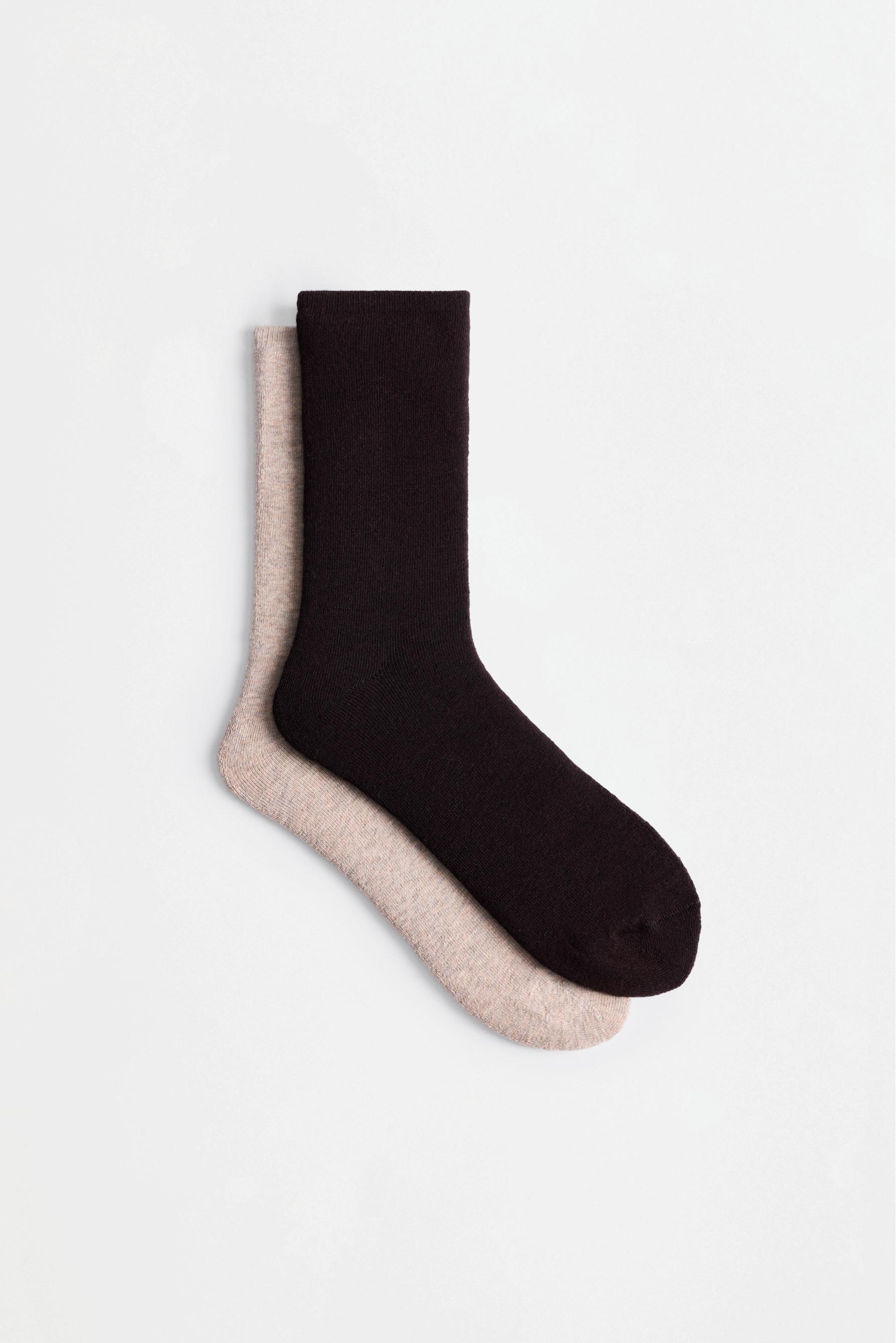 Long terry socks (2-pack) — CHOCOLATE