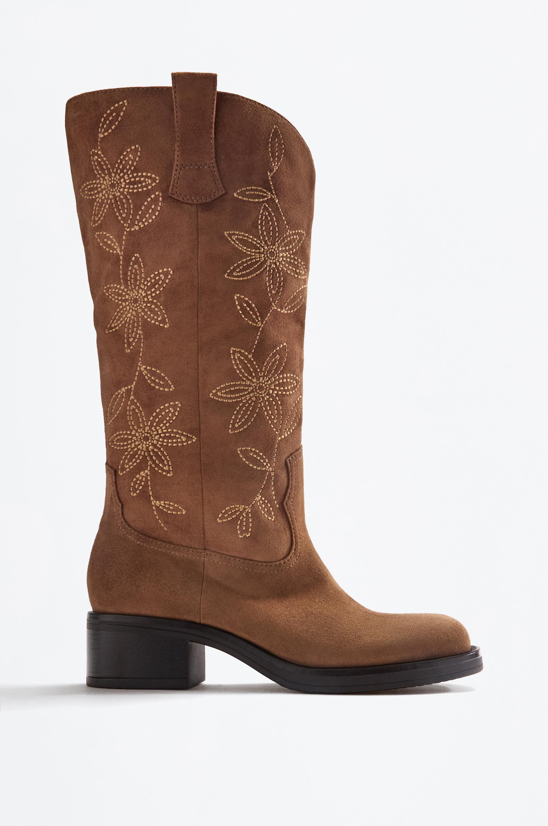 Western topstitched boot — LEATHER