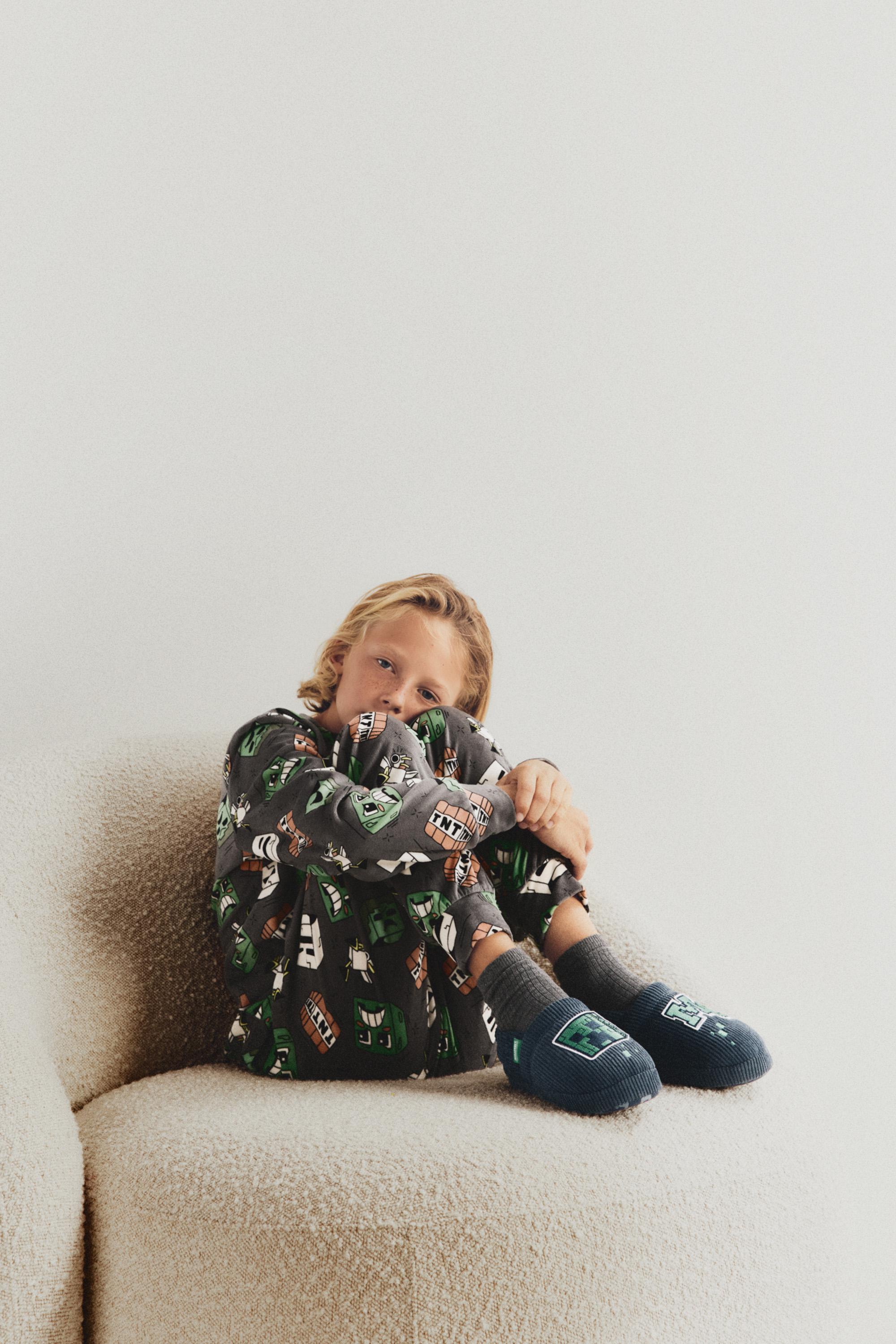 Minecraft closed house slippers — BLUE