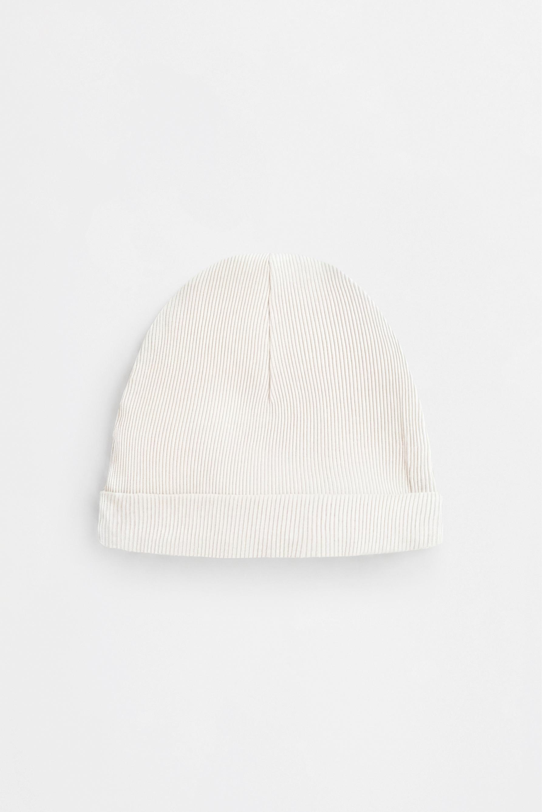 Ribbed T-shirt, footed leggings and hat co-ord — ECRU