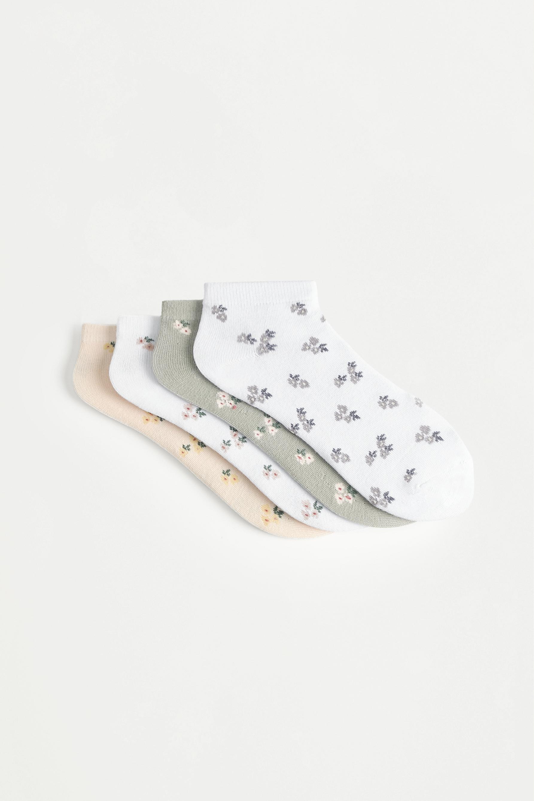 4-Pack of Assorted Ankle Socks — GREY TONES