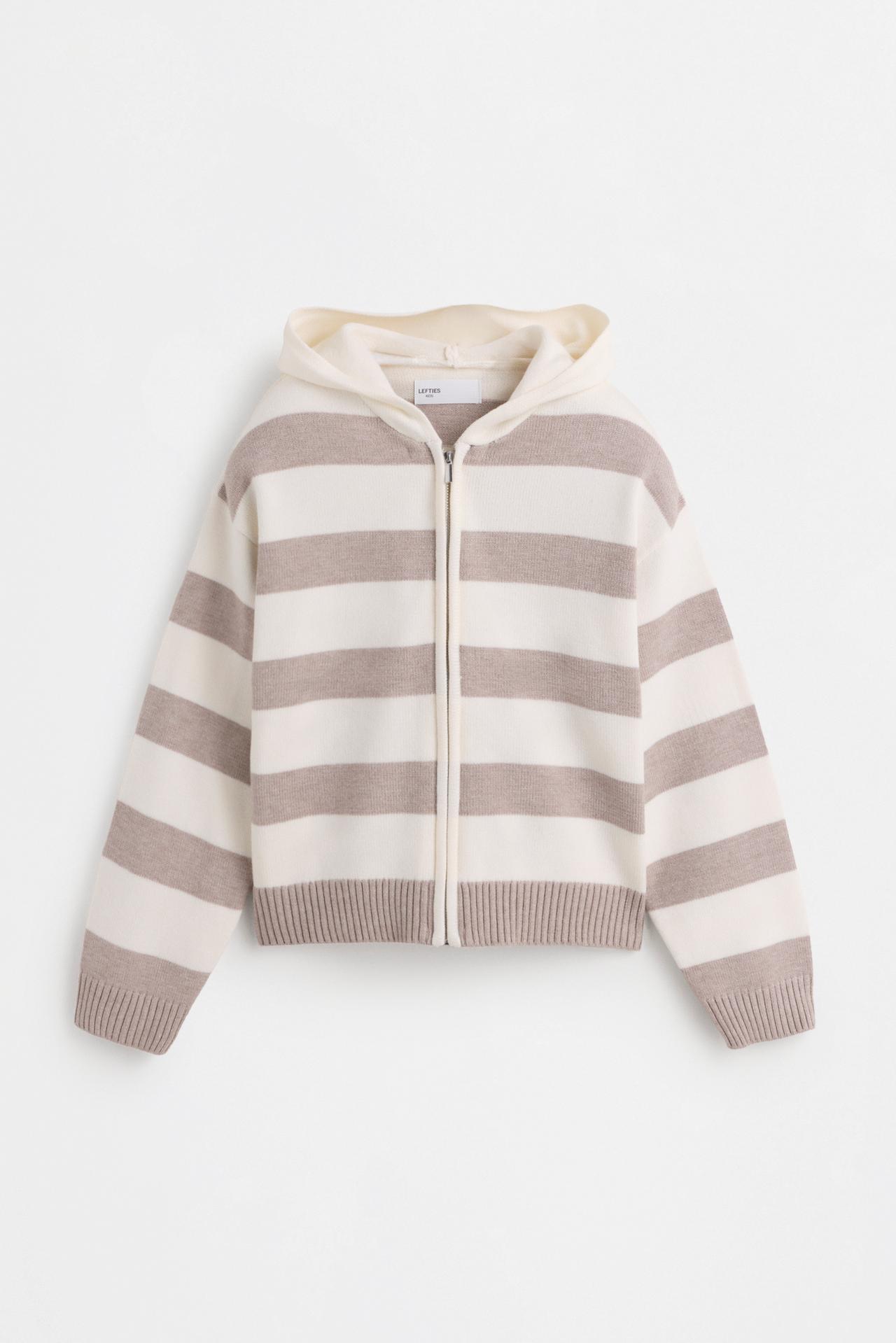 Striped knit jacket — ECRU/MARL