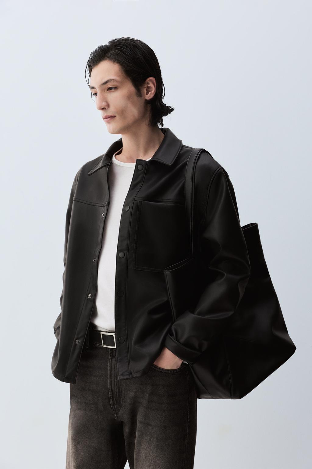 Leather effect overshirt