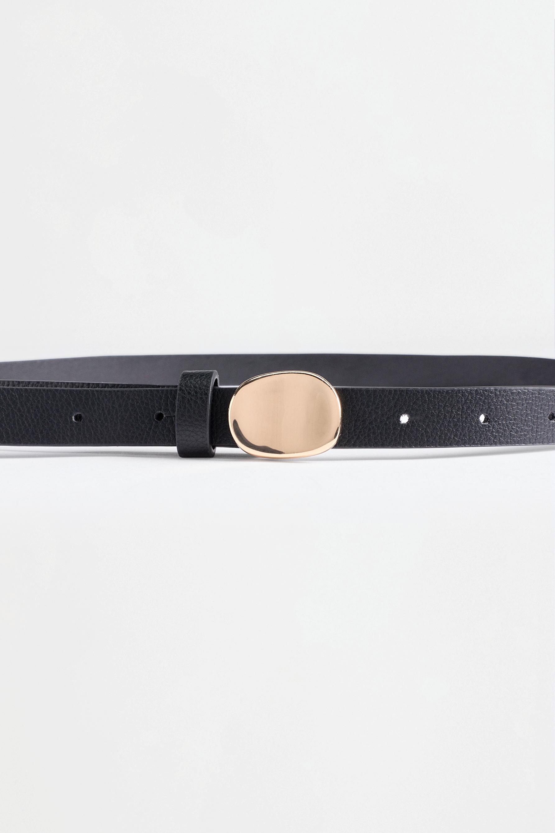 Oval buckle belt — BLACK MARL