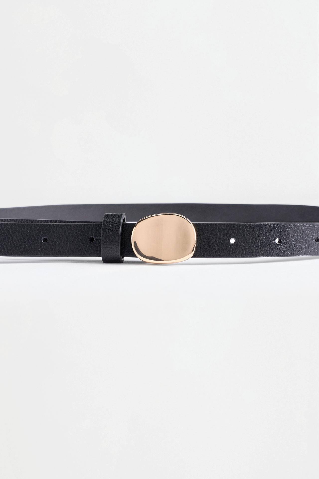 Oval buckle belt — BLACK MARL