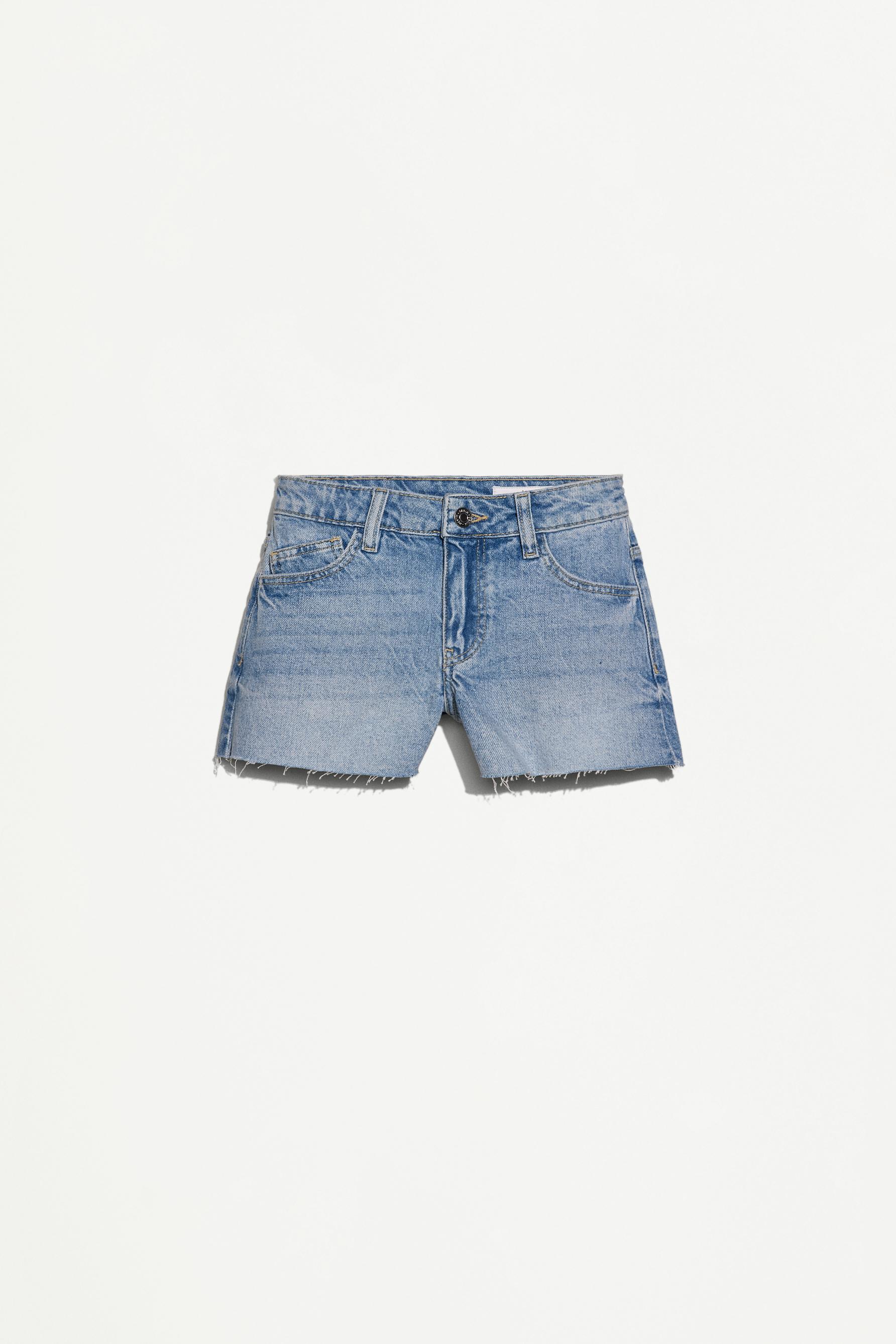 Frayed denim shorts — PALE BLUE
