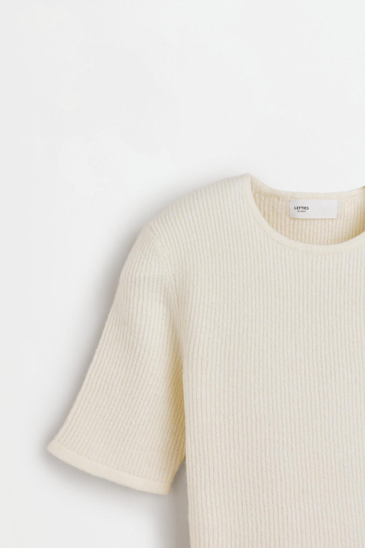 Ribbed peplum sweater — ECRU