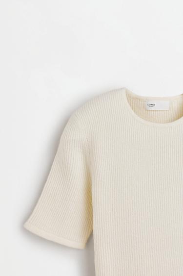 Ribbed peplum sweater — ECRU 8