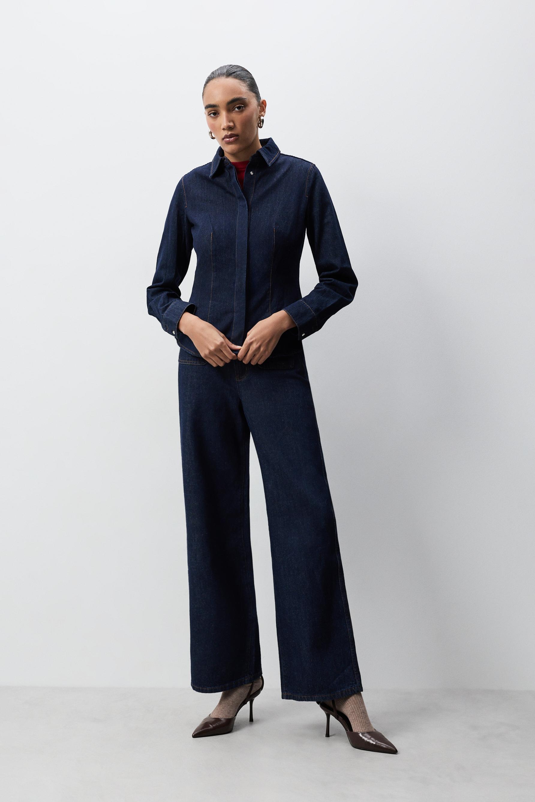 Jeans wide leg bolsillos