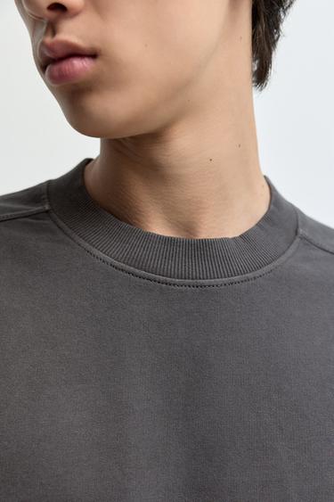 Faded-effect short sleeve sweatshirt — BLACK 3