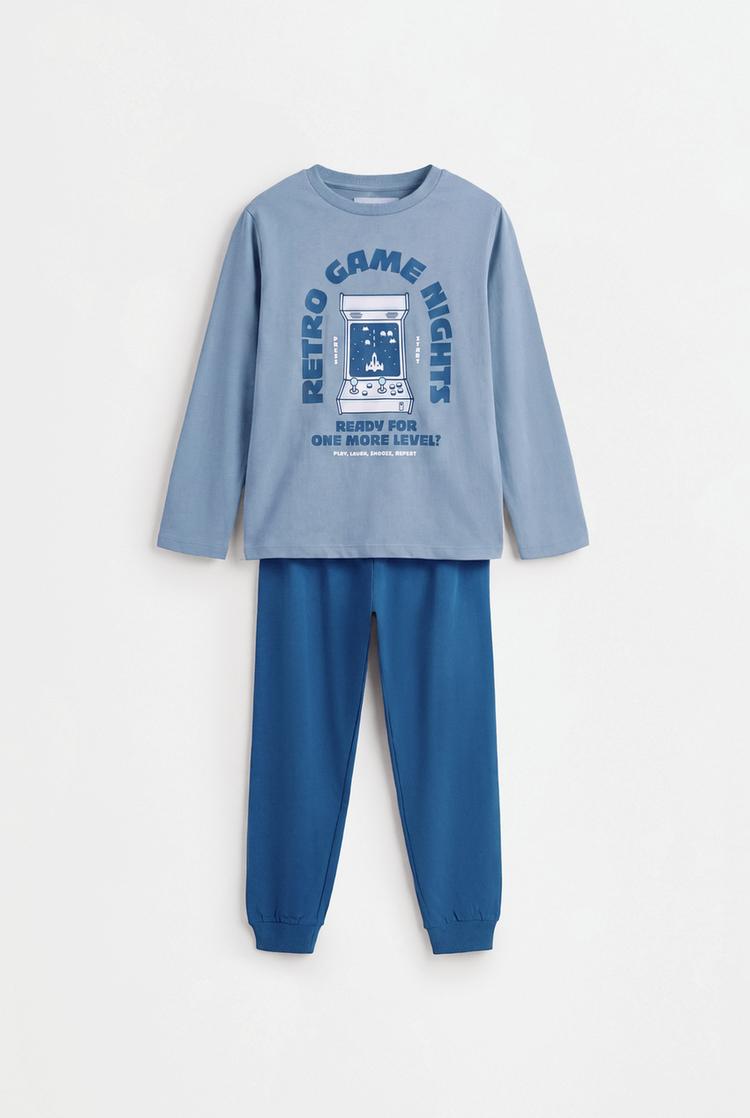Long printed pyjamas — STEEL BLUE