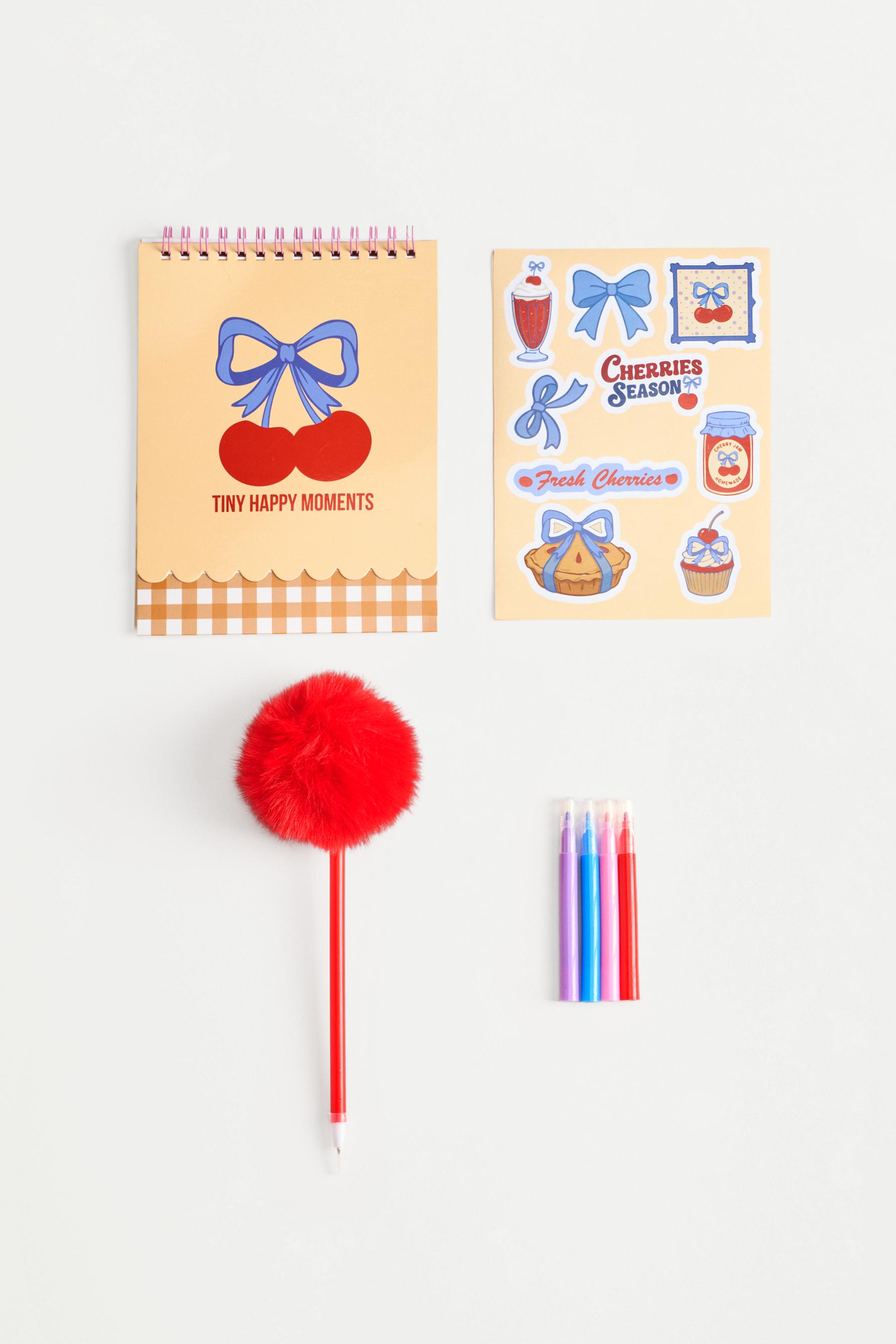 Cherry print stationery set — VARIOUS