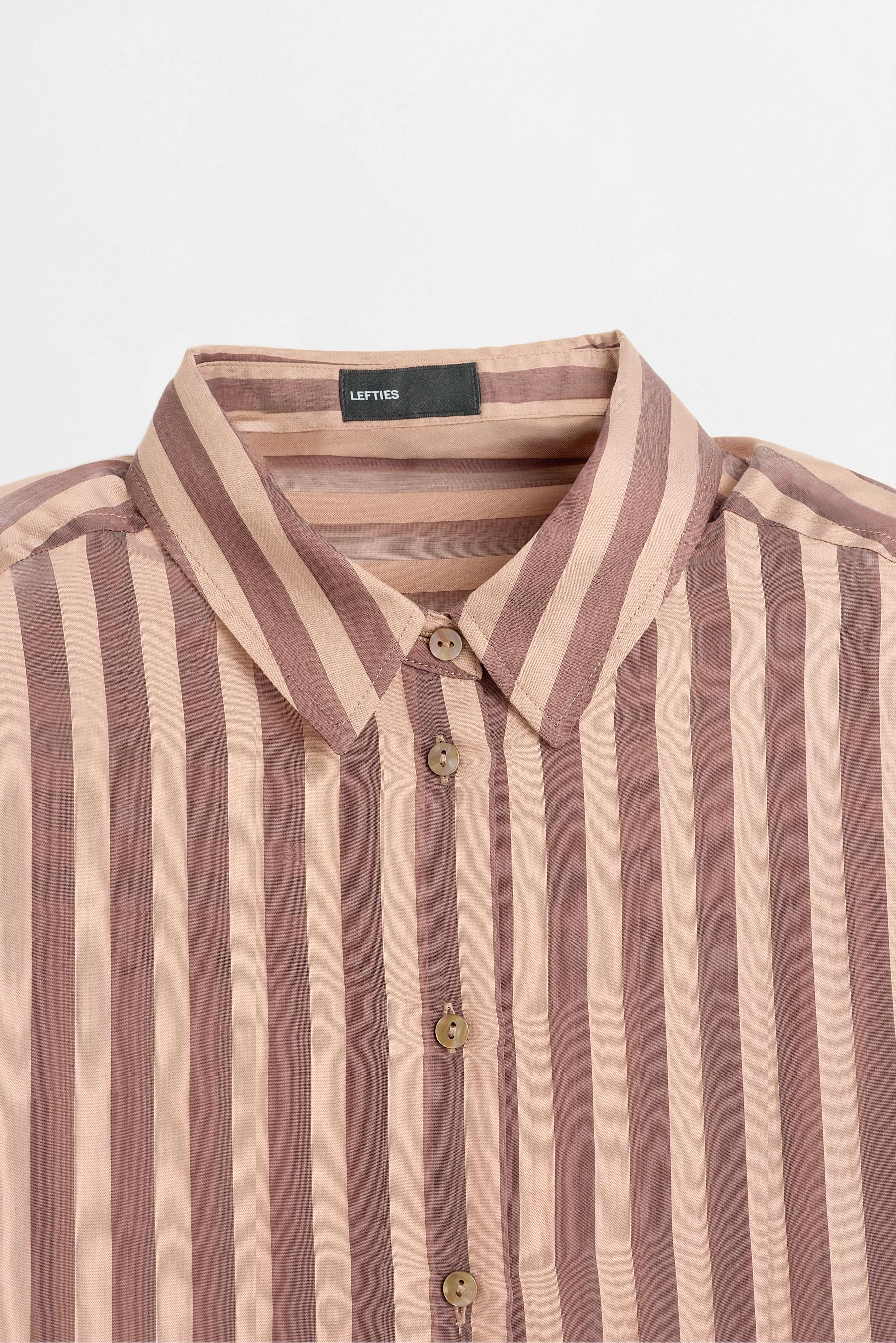 Semi-sheer flowing shirt — CHOCOLATE
