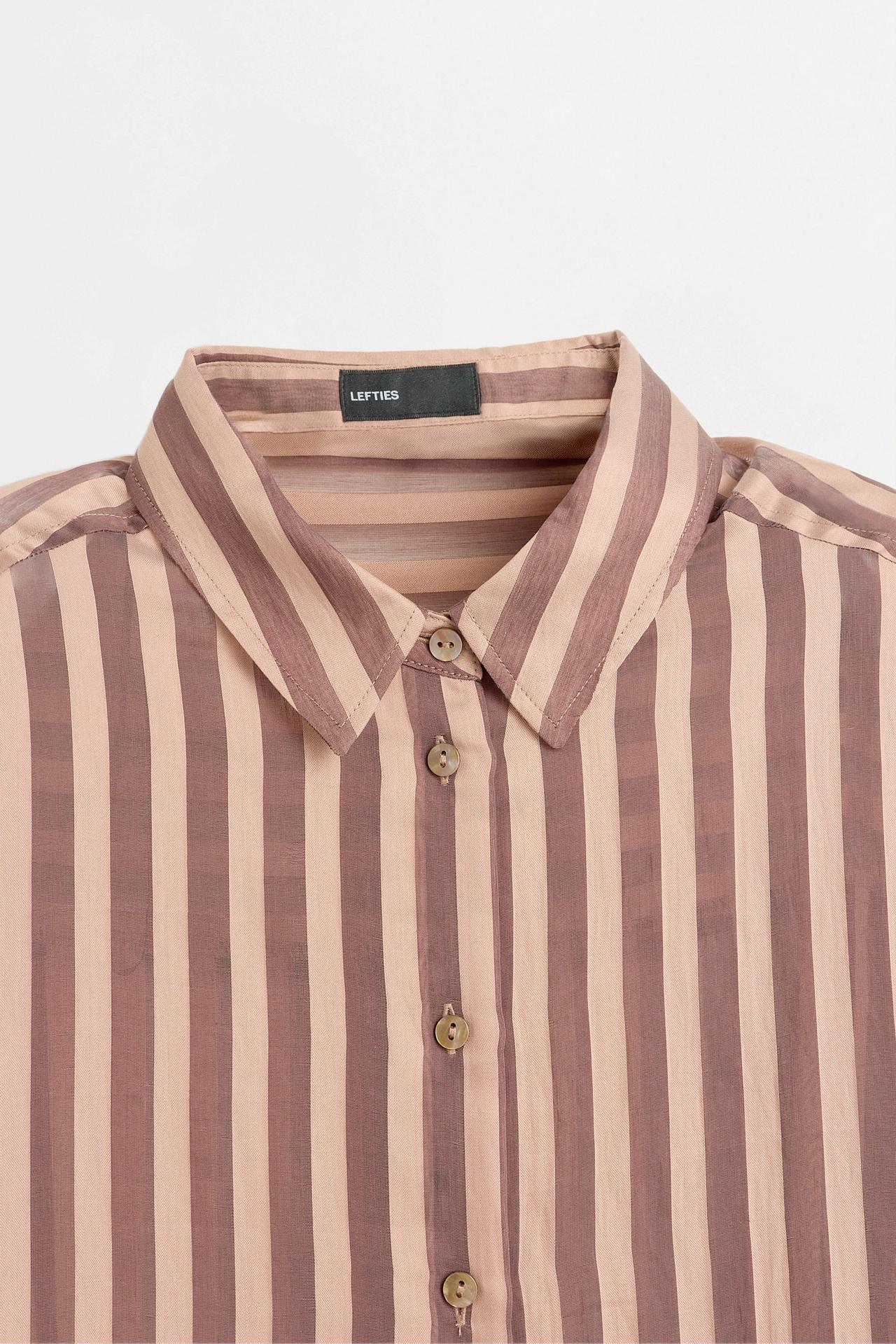 Semi-sheer flowing shirt — CHOCOLATE