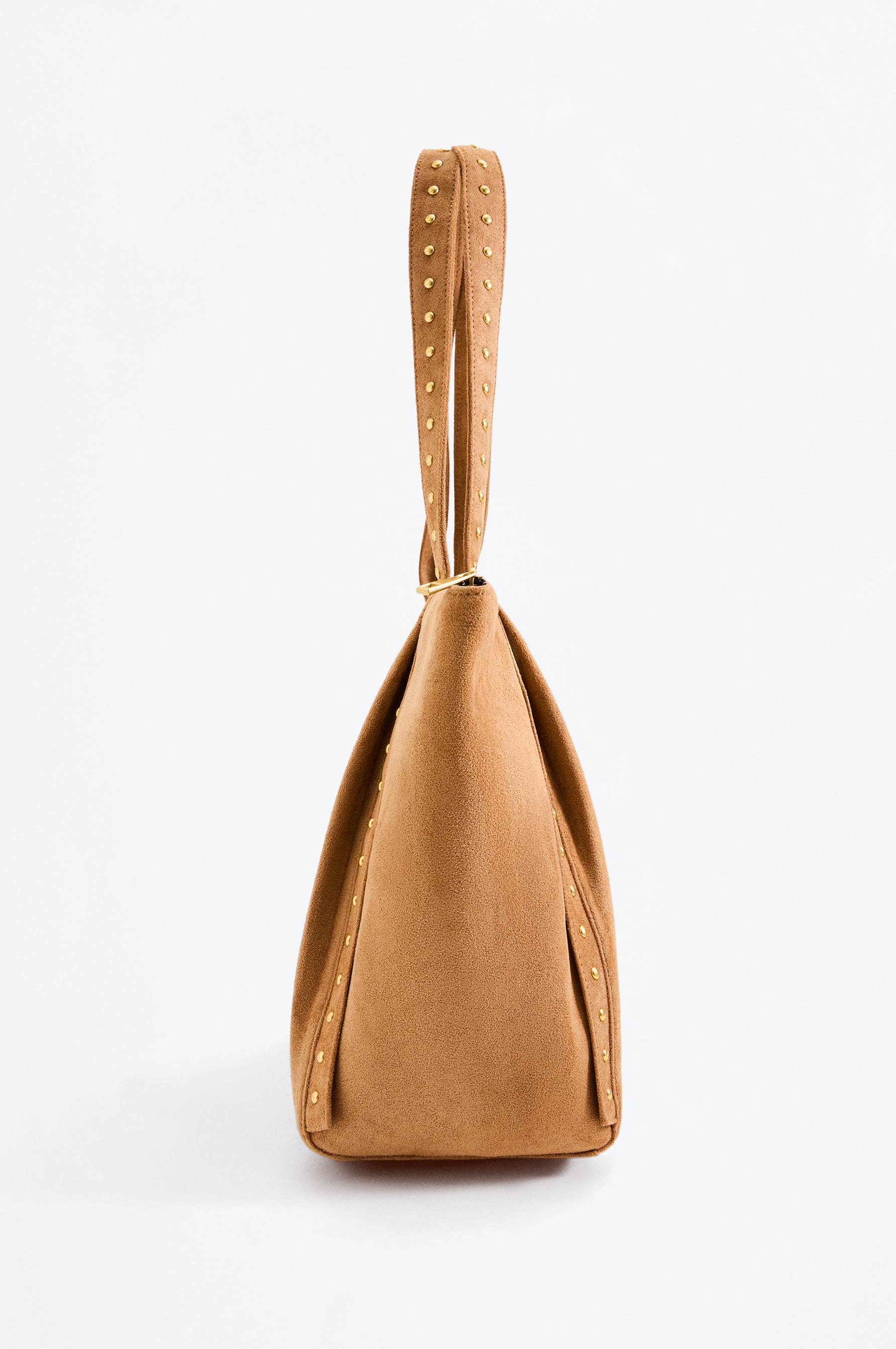 Faux suede shopper bag — CAMEL