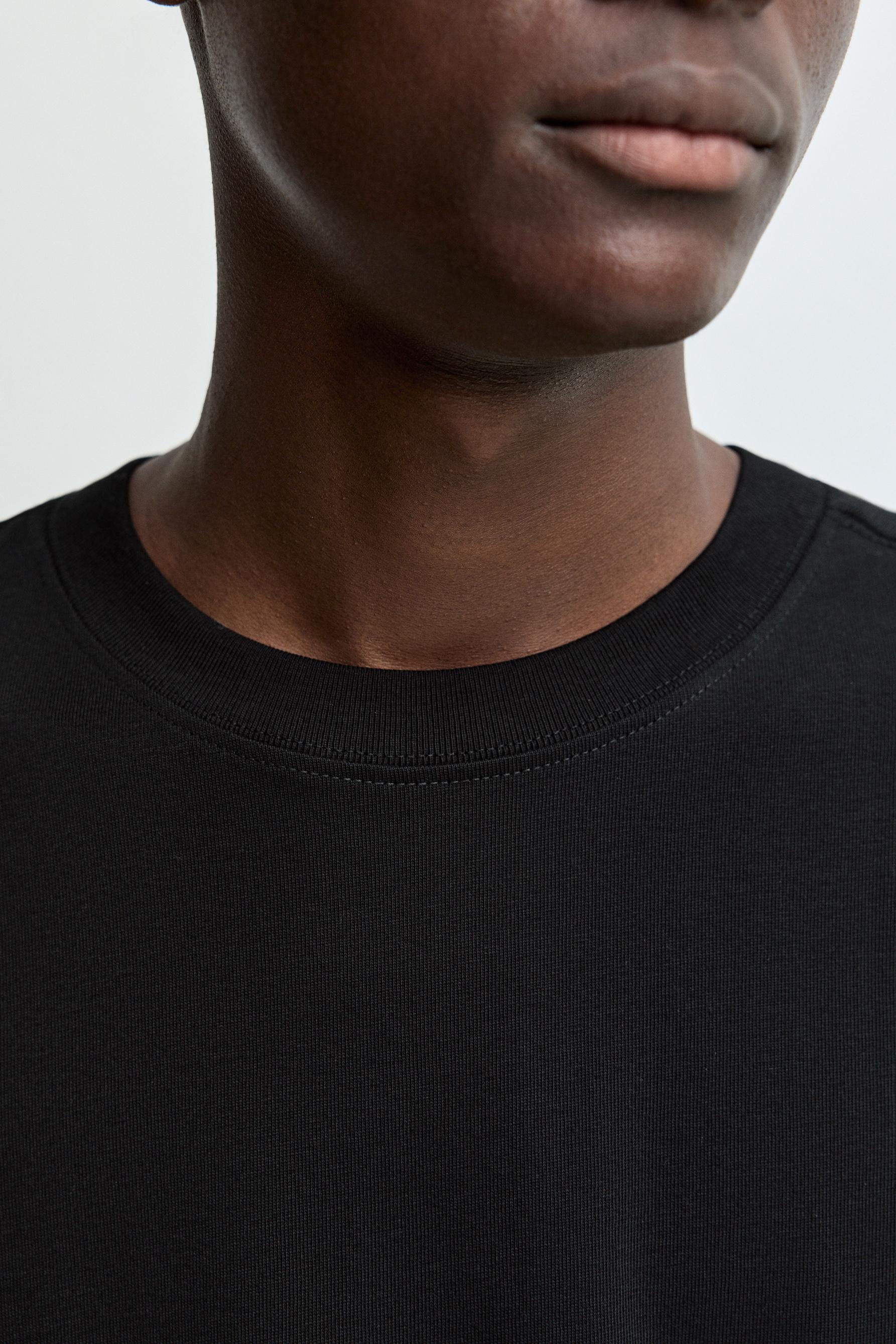Boxy medium weight T-shirt — BLACK
