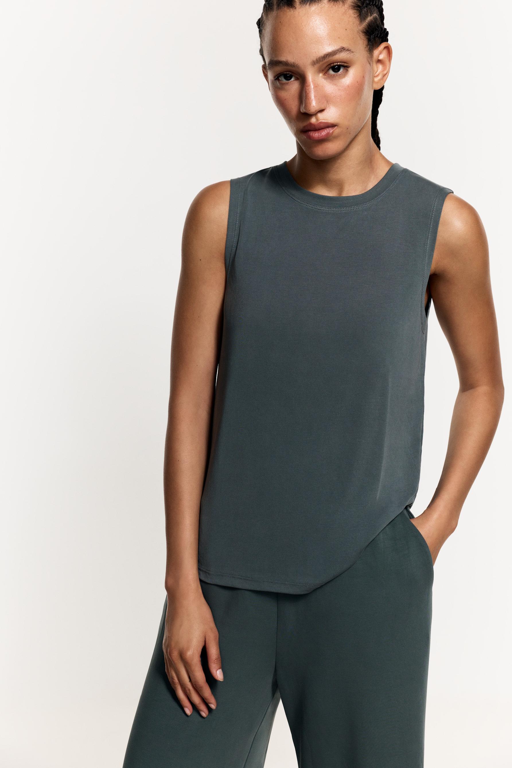 Flowing modal-effect T-shirt — EMERALD GREEN