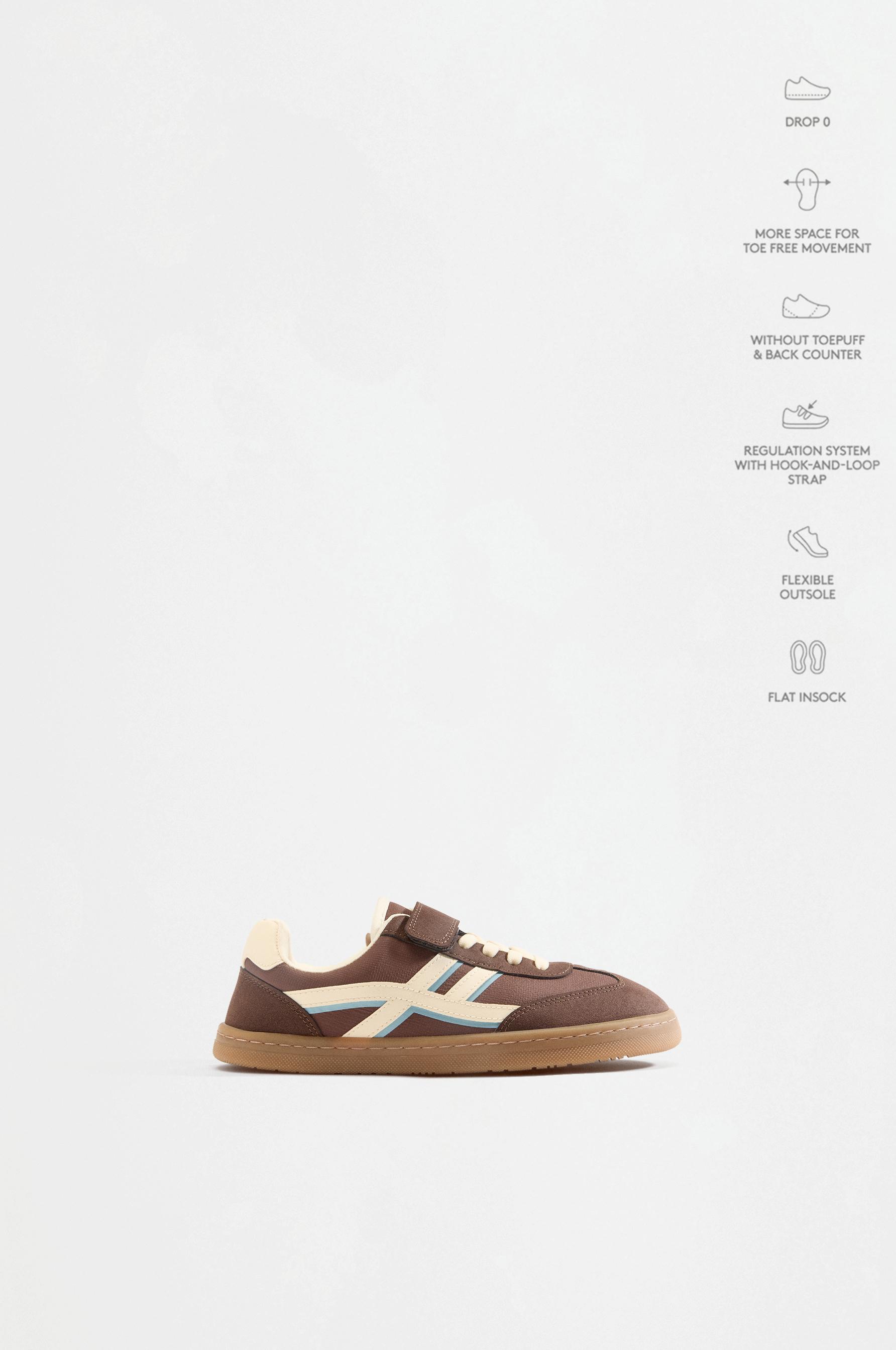 Barefoot mixed-material sneakers — BROWN