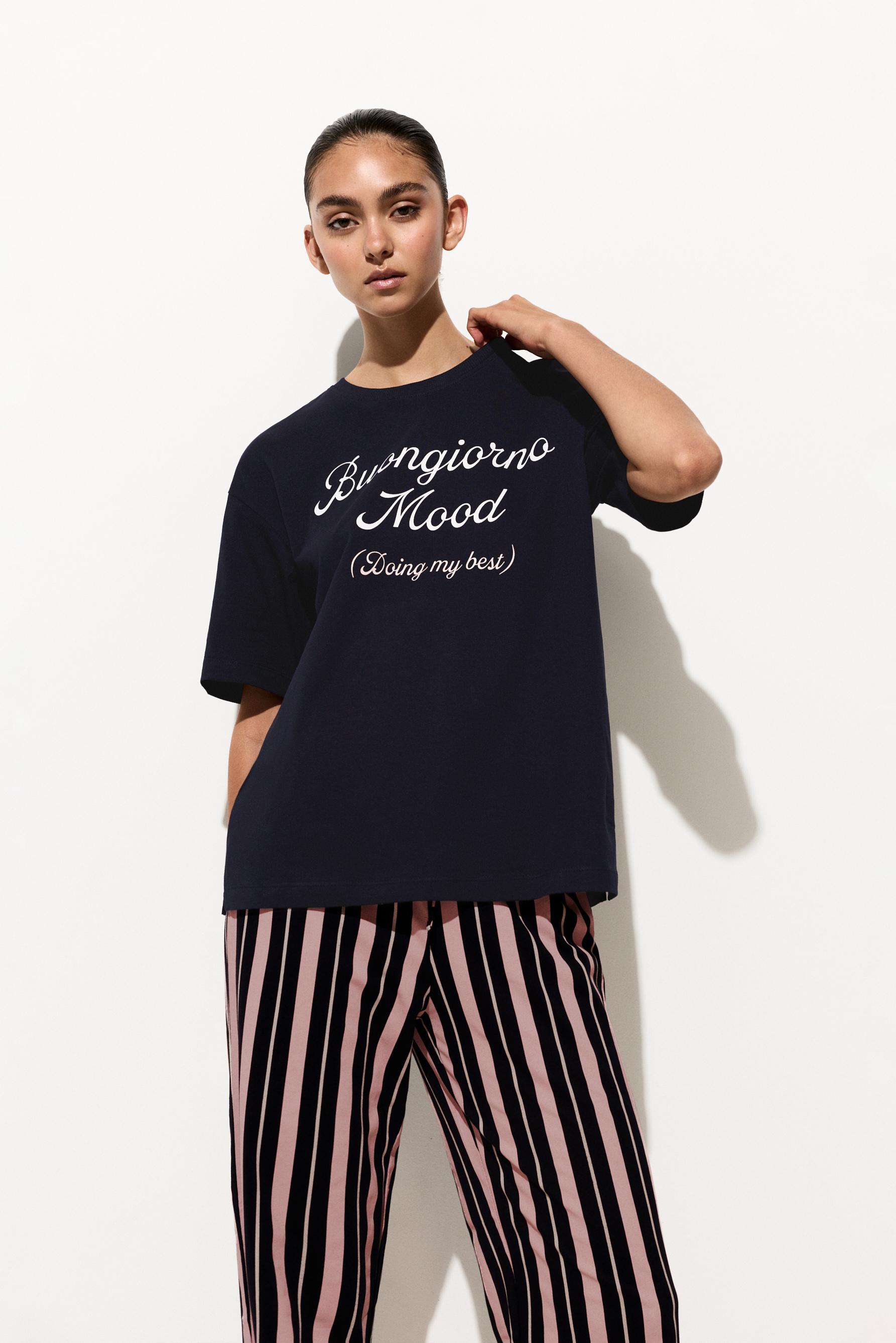 Long printed pyjamas — NAVY