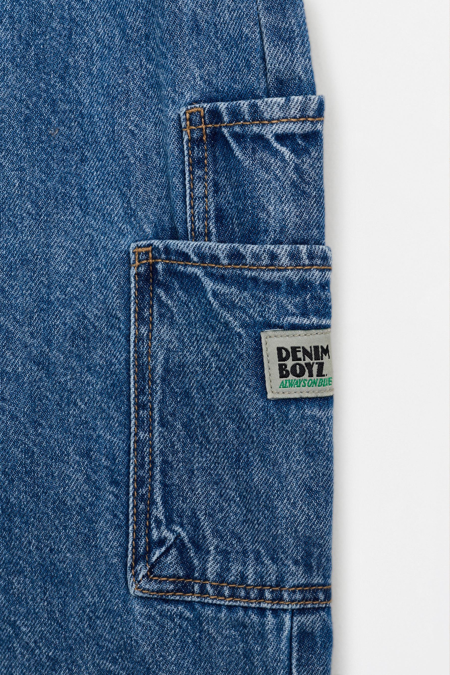 Denim cargo overalls — FADED BLUE