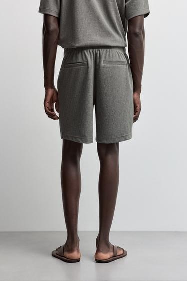 Rustic textured Bermuda shorts — MEDIUM GREEN 4
