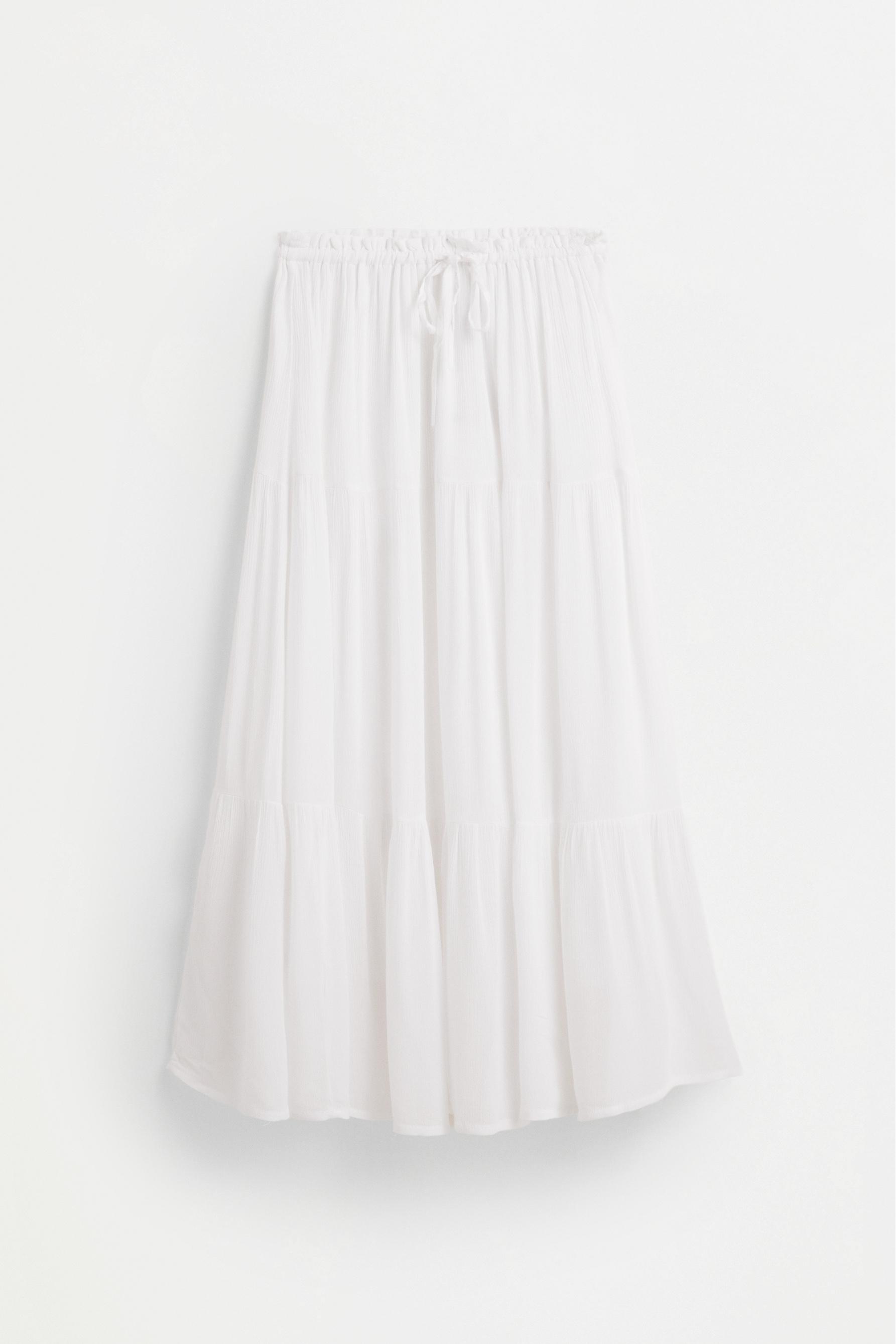 Basic textured midi skirt — WHITE