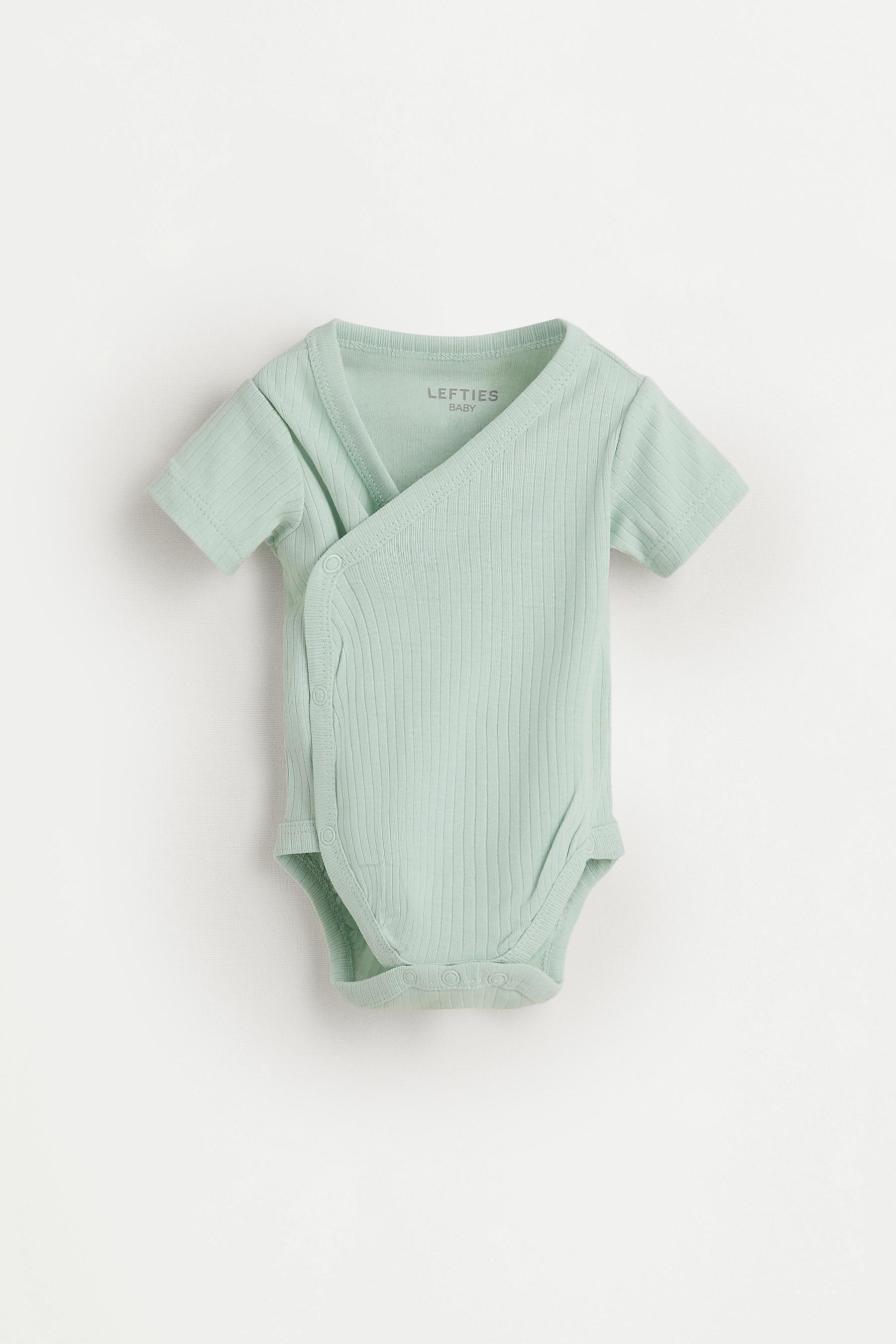 Pack of 2 ribbed kimono bodysuits — WATER GREEN