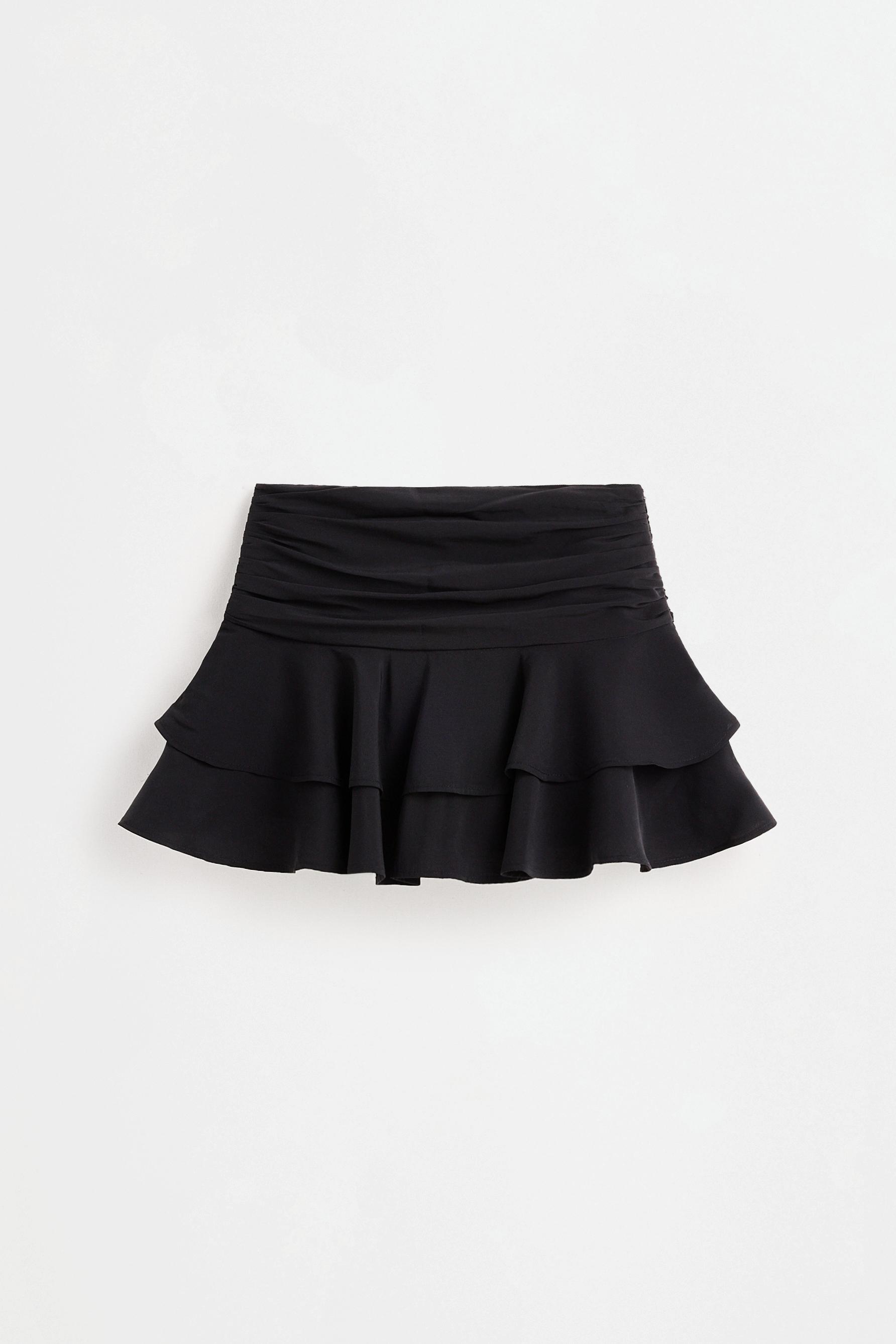 Soft ruffle short skirt — BLACK